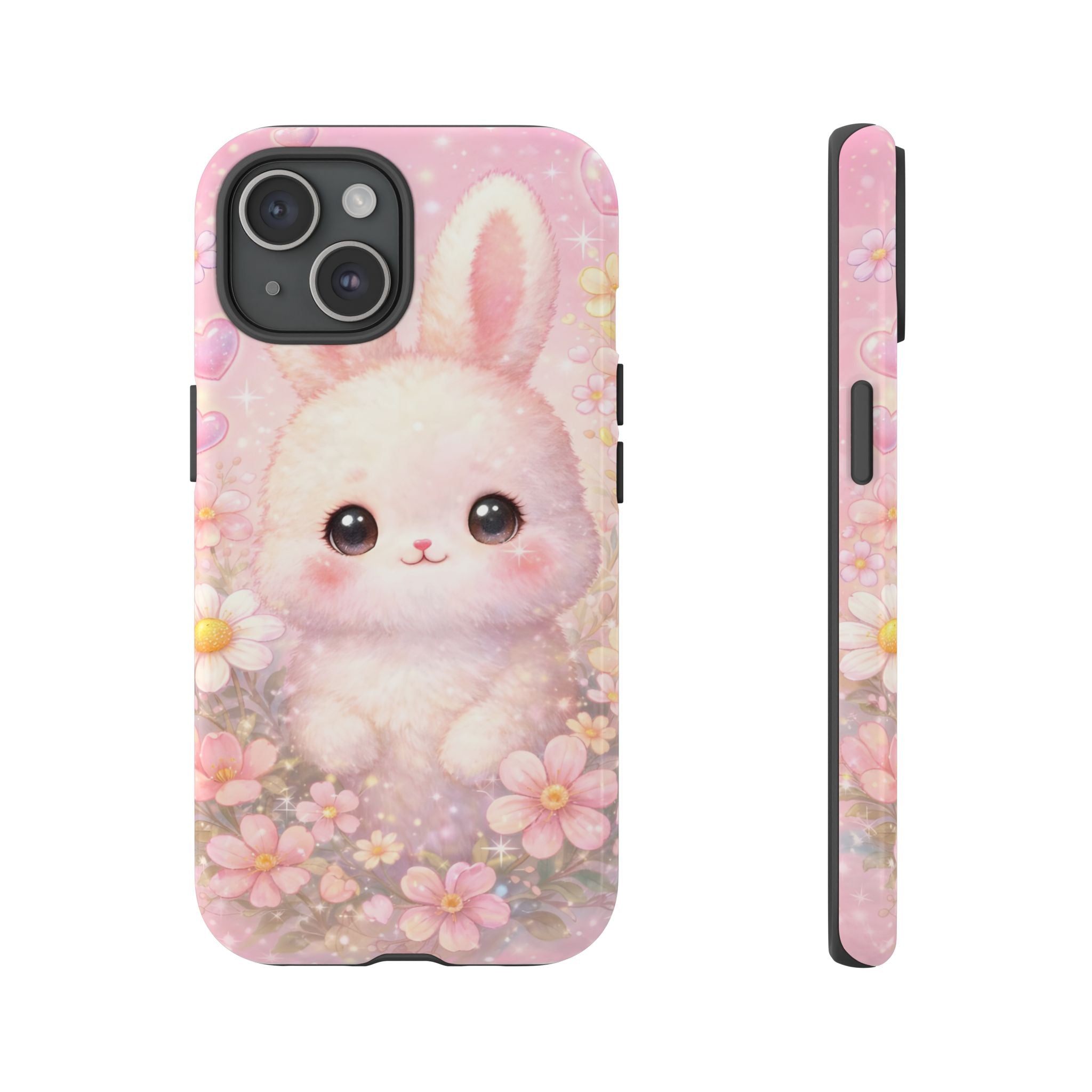 Kawaii Bunny Phone Case – Cute Pastel Bunny Floral Aesthetic iPhone Case, Adorable Kawaii Animal Phone Cover.
