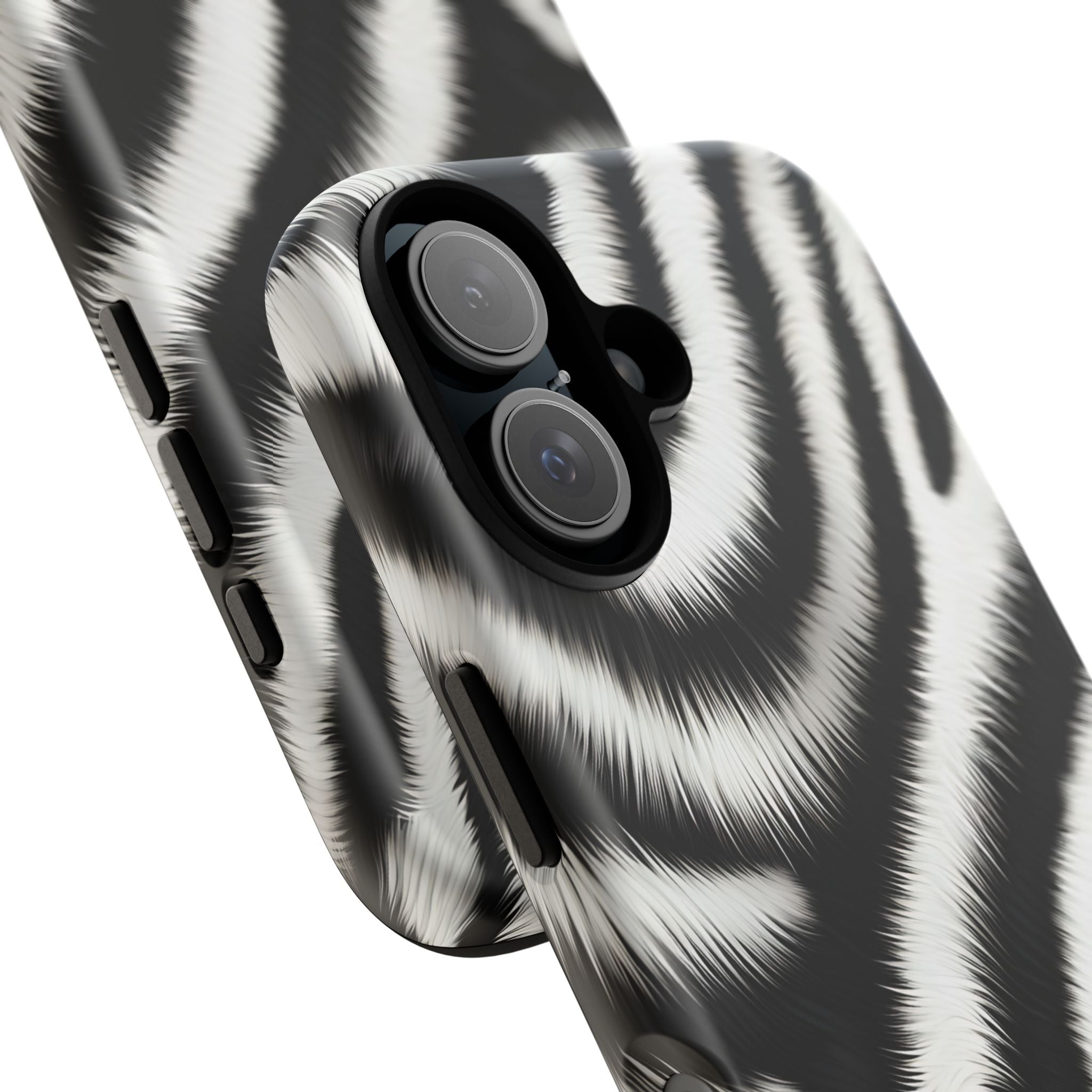 Zebra Print Tough Phone Case — Black & White Animal Pattern Protective Cover