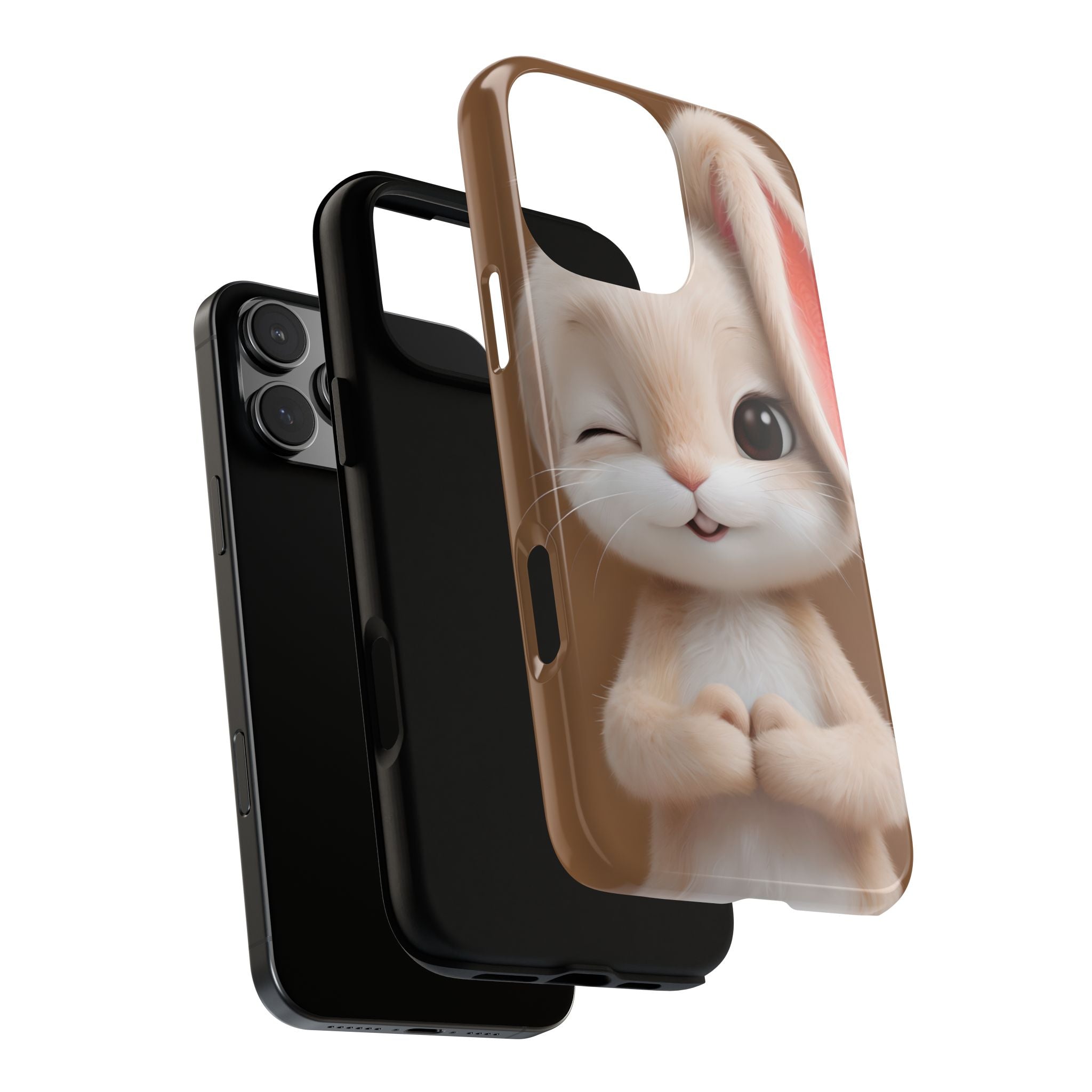 Adorable Kawaii Bunny Phone Case – Cute Winking Rabbit Aesthetic Case – Soft Pastel Bunny Cover – Gift for Bunny Lovers.