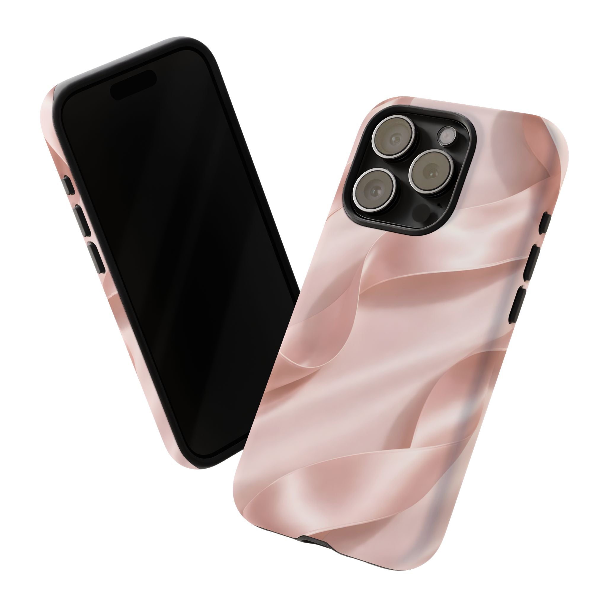Blush Pink Satin Ribbon Phone Case – Elegant Coquette Aesthetic Luxury iPhone Case, Feminine Designer Bow Phone Cover