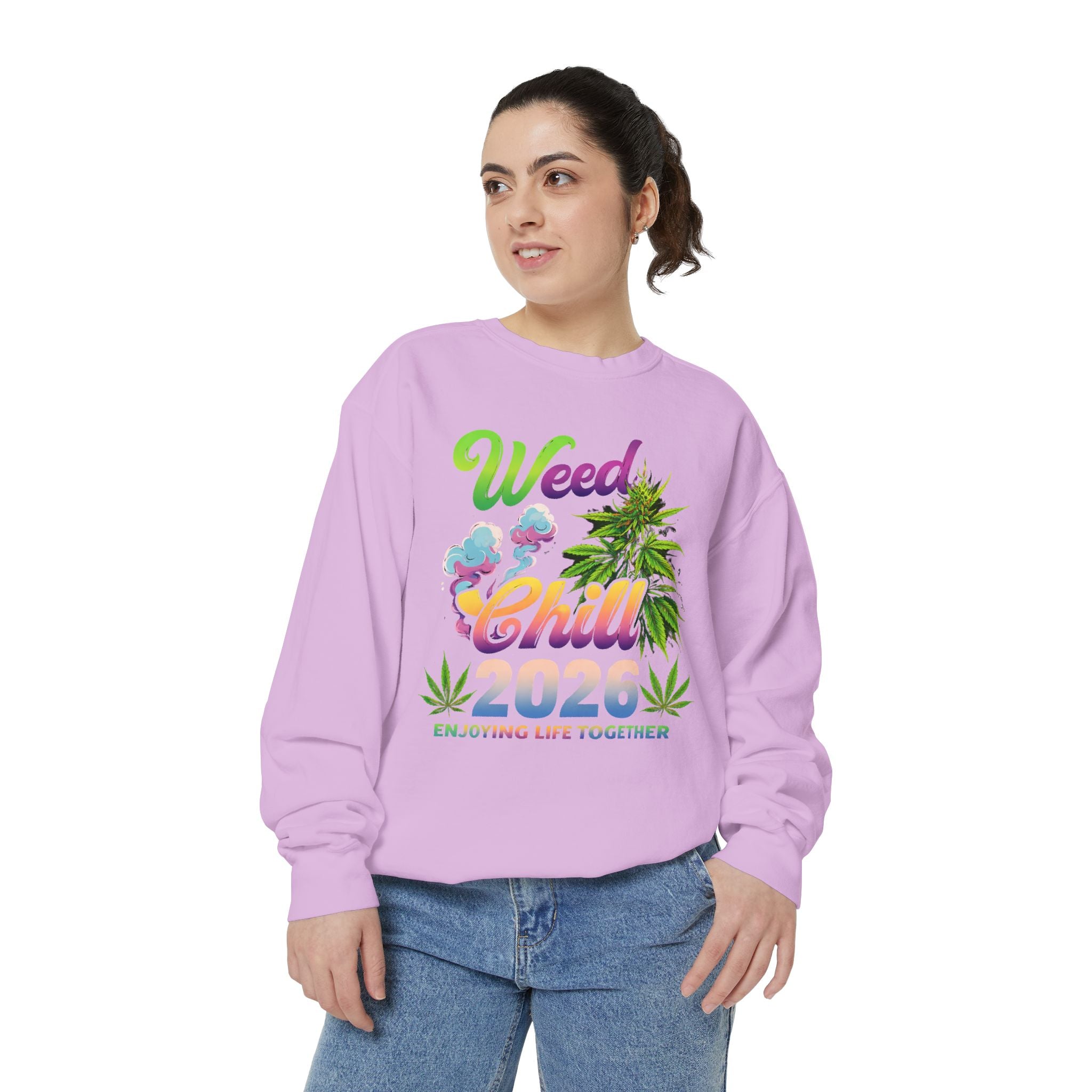 Weed Chill 2026 Sweatshirt – Funny Stoner Crewneck, Cannabis Lifestyle Sweatshirt, 420 Graphic Pullover, Chill Vibes Streetwear, Unisex