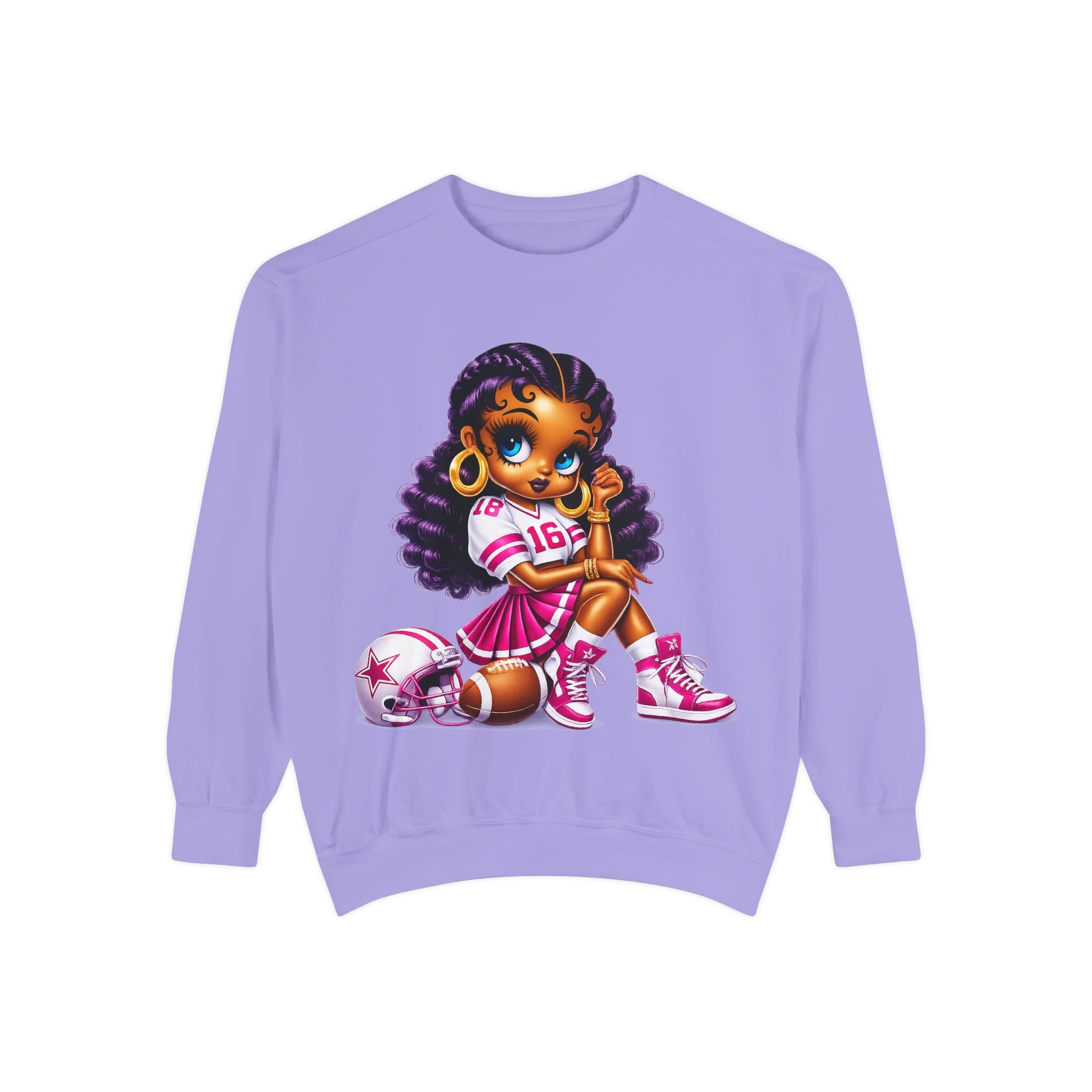 Fuchsia Football Girl Shirt – Cute Black Girl Sports Graphic Tee, Pink Cheerleader Outfit, Trendy Game Day Women’s Shirt, Girly Athlete T-Shirt