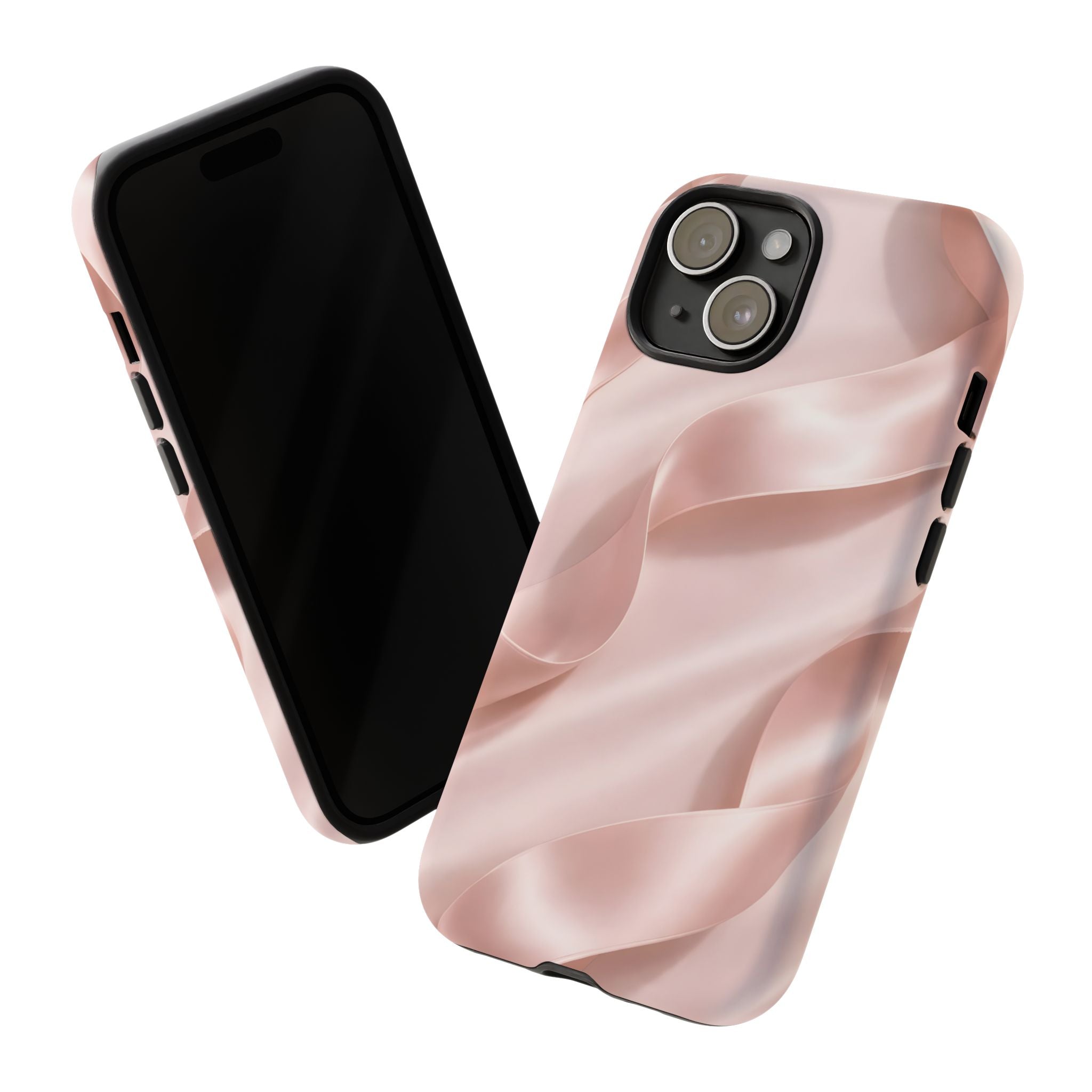 Blush Pink Satin Ribbon Phone Case – Elegant Coquette Aesthetic Luxury iPhone Case, Feminine Designer Bow Phone Cover