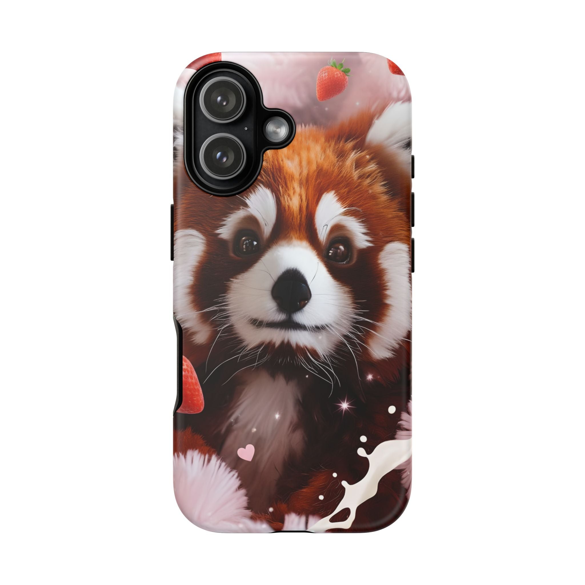 Red Panda with Strawberries Tough Phone Case — Cute Protective Phone Case