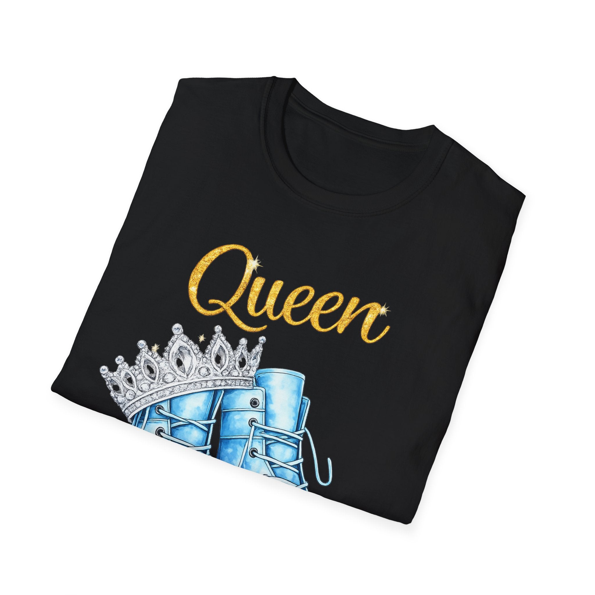 Queen Light Blue Boots Shirt – Pink Crown Graphic Tee, Cute Girly Streetwear, Fashion Queen Outfit, Trendy Women’s Statement T-Shirt