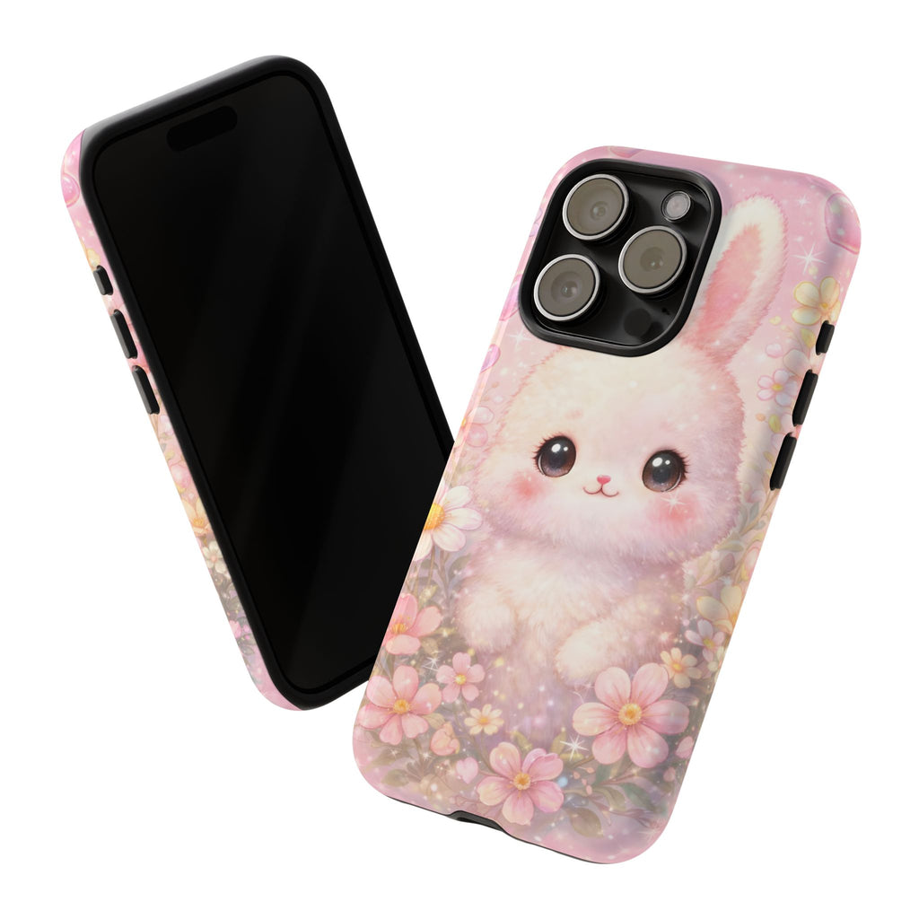 Kawaii Bunny Phone Case – Cute Pastel Bunny Floral Aesthetic iPhone Case, Adorable Kawaii Animal Phone Cover.