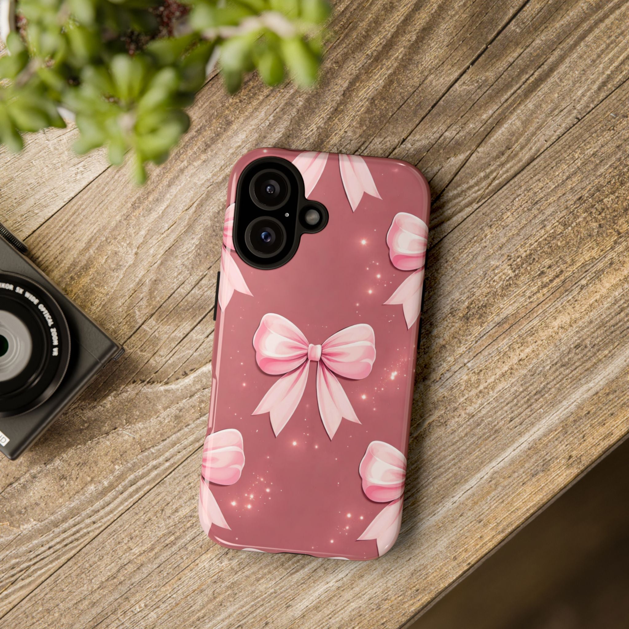Pink Bow Phone Case, Coquette Aesthetic iPhone & Samsung Case, Cute Girly Pattern Case, Soft Girl Feminine Phone Cover