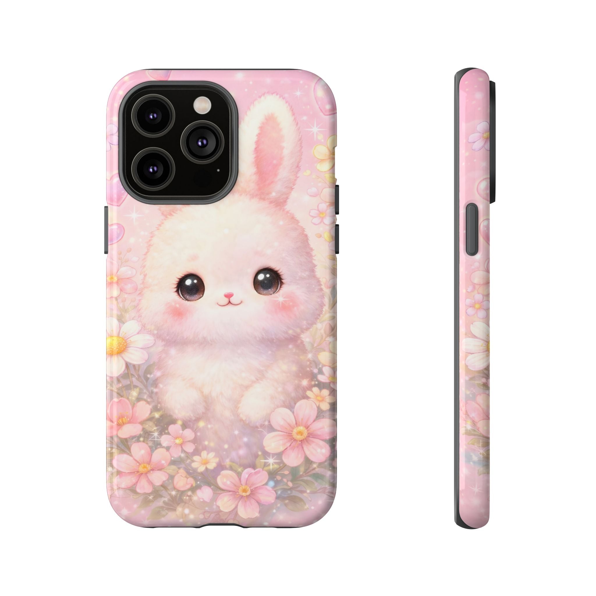 Kawaii Bunny Phone Case – Cute Pastel Bunny Floral Aesthetic iPhone Case, Adorable Kawaii Animal Phone Cover.