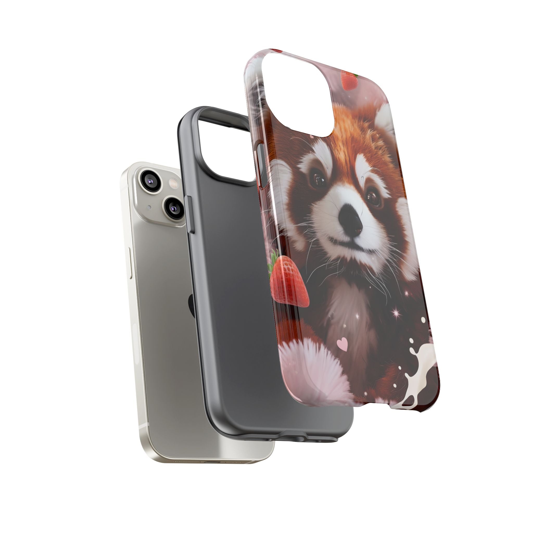 Red Panda with Strawberries Tough Phone Case — Cute Protective Phone Case