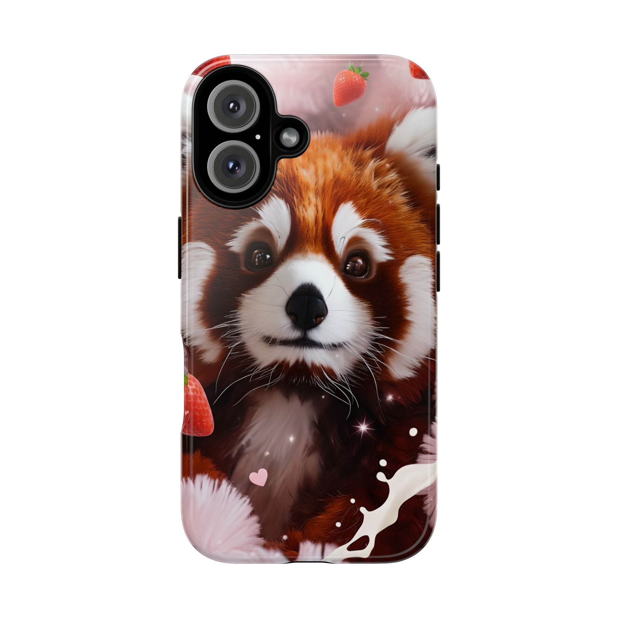 Red Panda with Strawberries Tough Phone Case — Cute Protective Phone Case