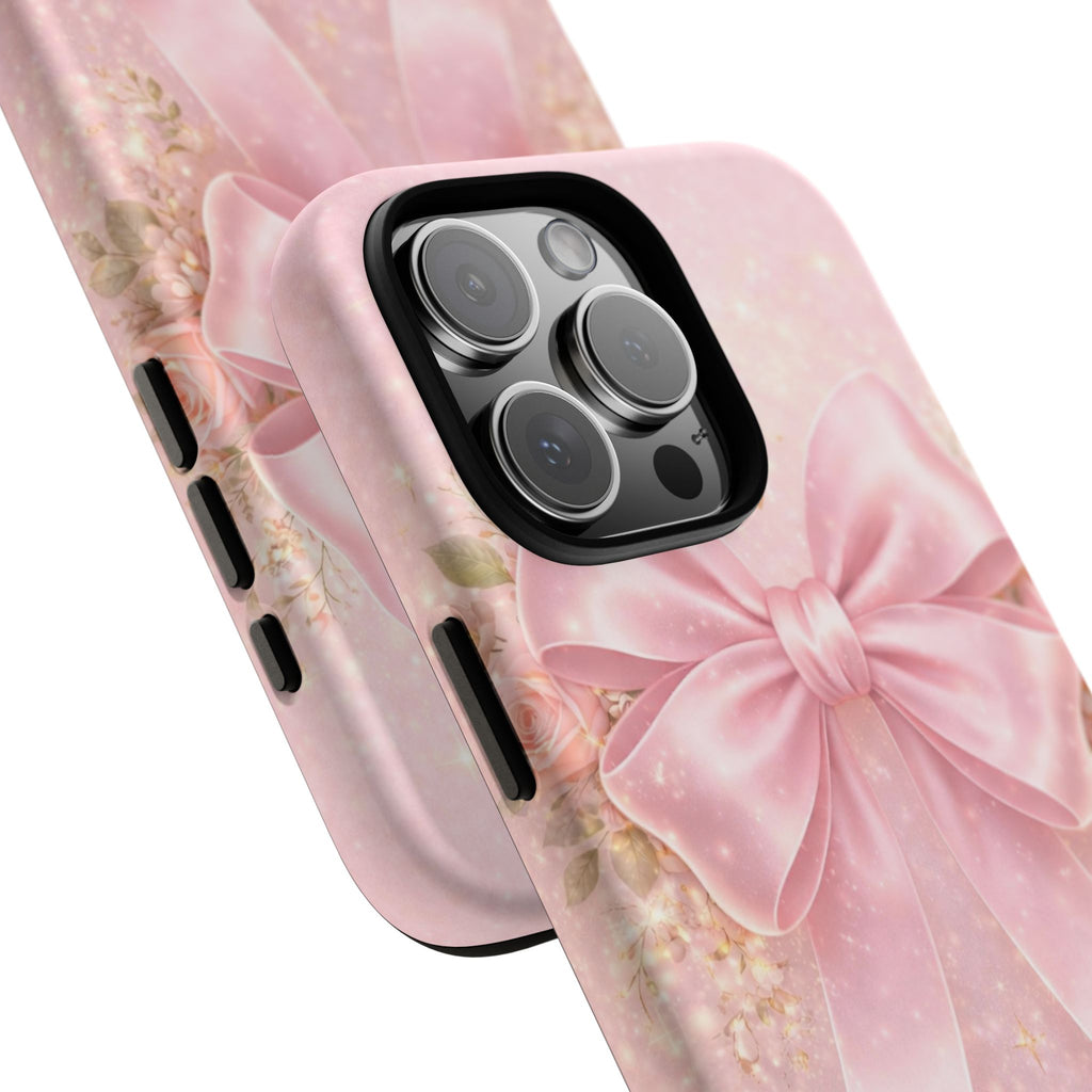 Coquette Pink Bow Phone Case, First Time Mom Aesthetic Case, Soft Girl iPhone Cover, Cute Feminine Mom Case