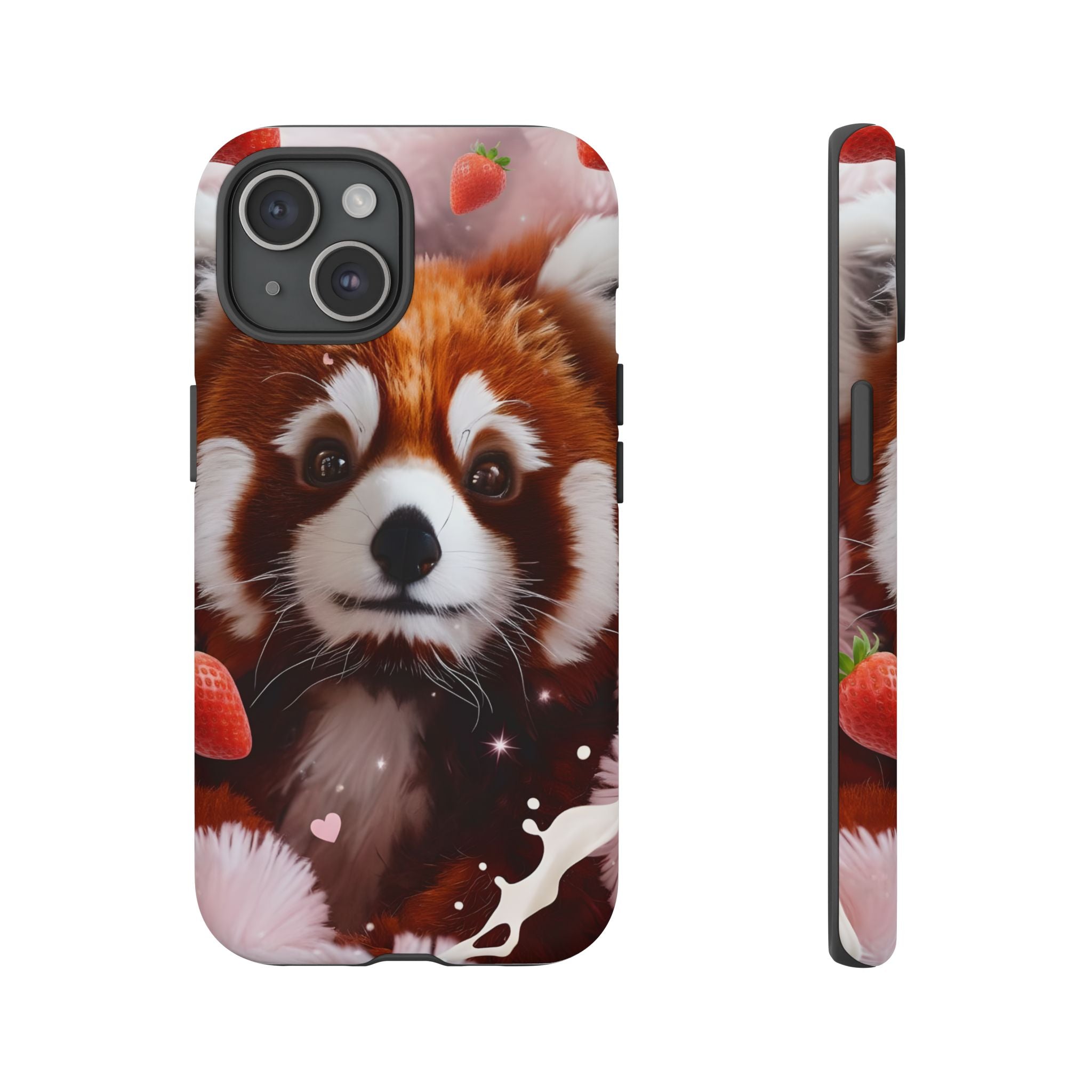 Red Panda with Strawberries Tough Phone Case — Cute Protective Phone Case