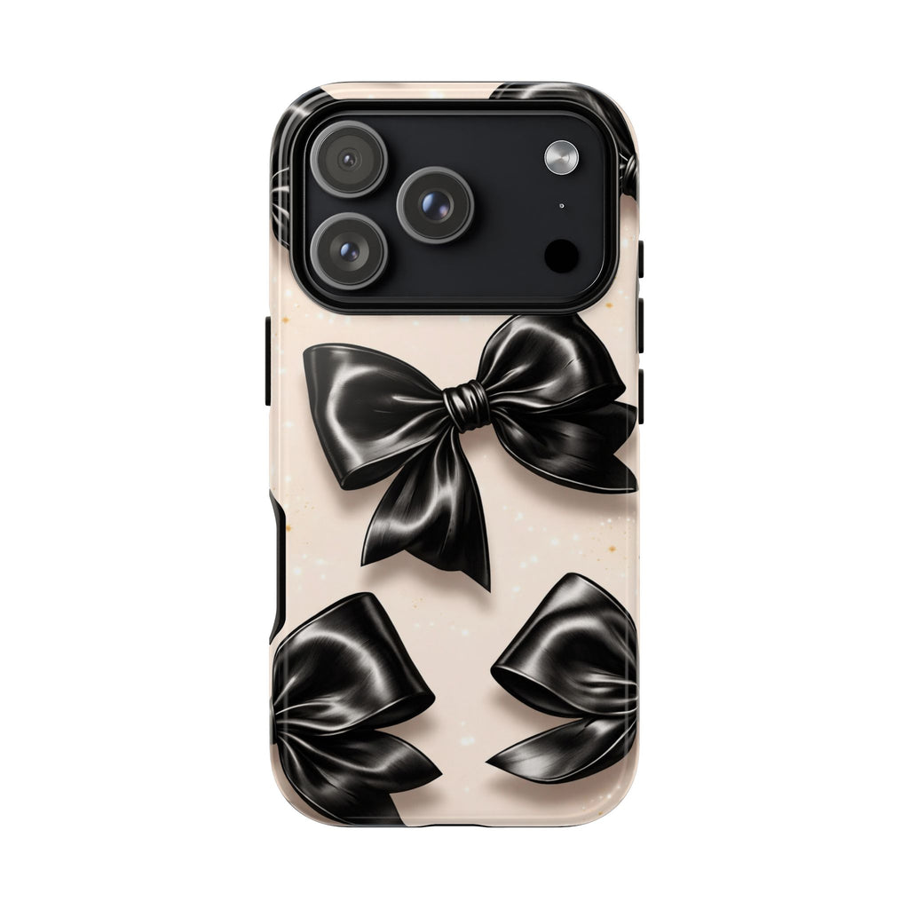 Black Bow Phone Case, Coquette Aesthetic iPhone & Samsung Case, Cute Girly Luxury Bow Cover, Feminine Minimalist Phone Case