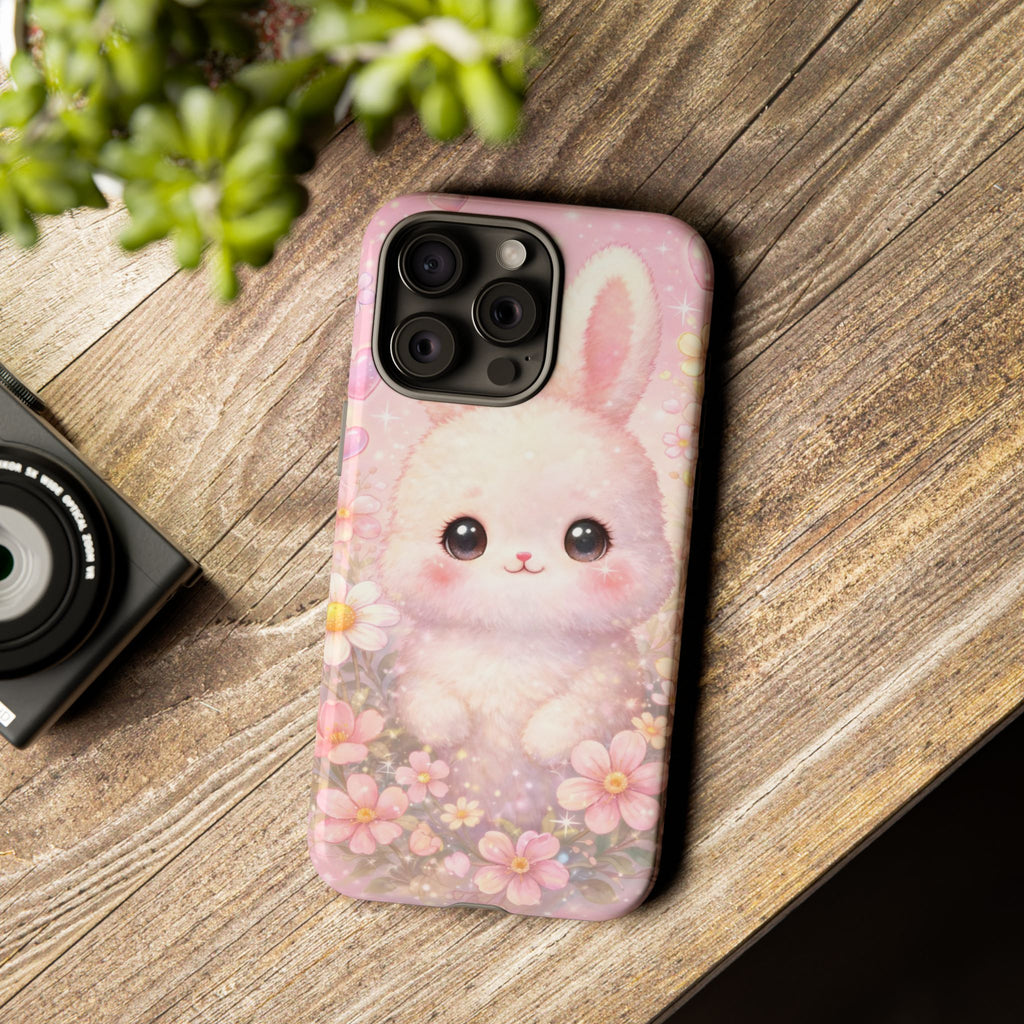 Kawaii Bunny Phone Case – Cute Pastel Bunny Floral Aesthetic iPhone Case, Adorable Kawaii Animal Phone Cover.
