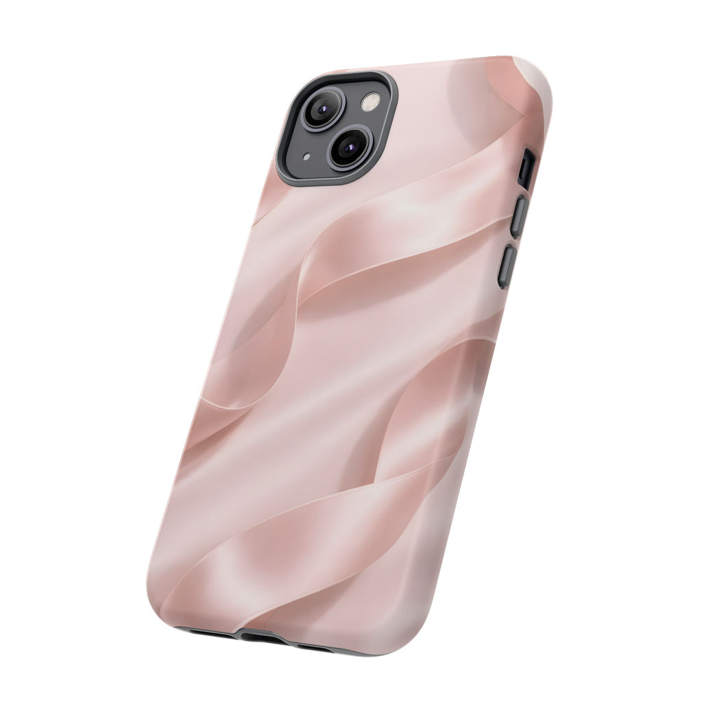 Blush Pink Satin Ribbon Phone Case – Elegant Coquette Aesthetic Luxury iPhone Case, Feminine Designer Bow Phone Cover