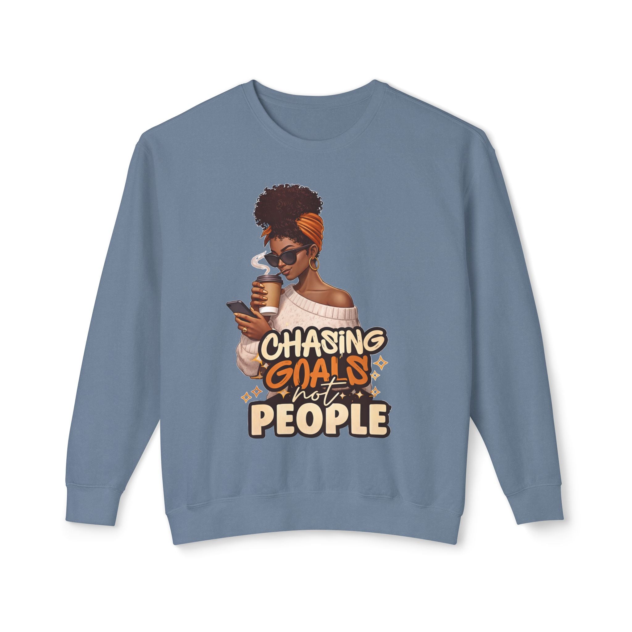 Chasing Goals Not People Hoodie – Motivational Aesthetic Black Woman Graphic Hoodie, Cozy Neutral Streetwear, Empowered Women Sweatshirt