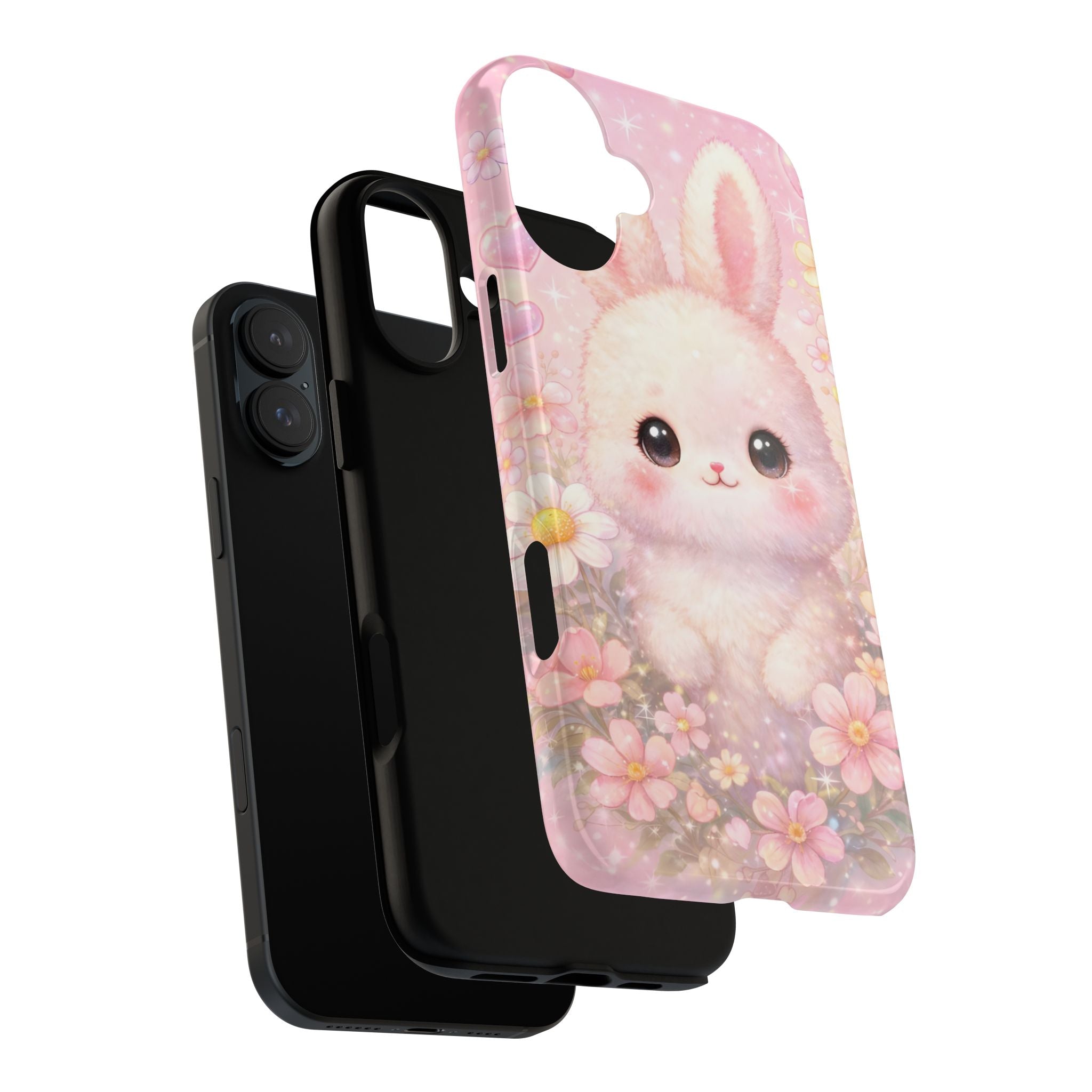Kawaii Bunny Phone Case – Cute Pastel Bunny Floral Aesthetic iPhone Case, Adorable Kawaii Animal Phone Cover.