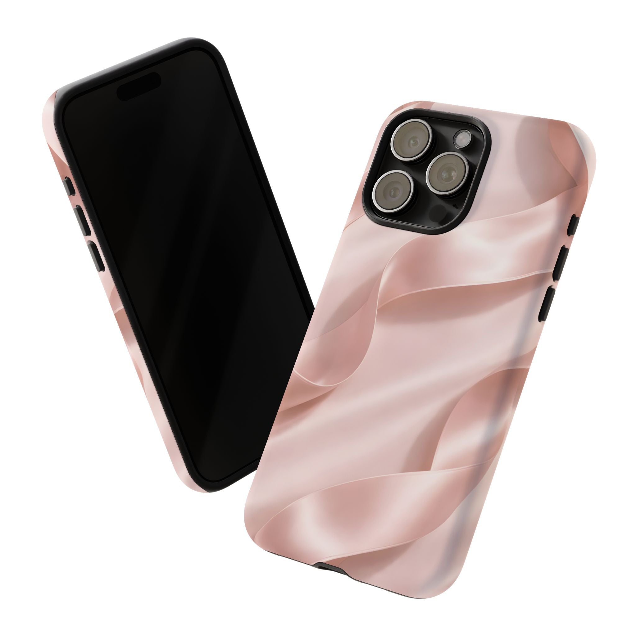Blush Pink Satin Ribbon Phone Case – Elegant Coquette Aesthetic Luxury iPhone Case, Feminine Designer Bow Phone Cover