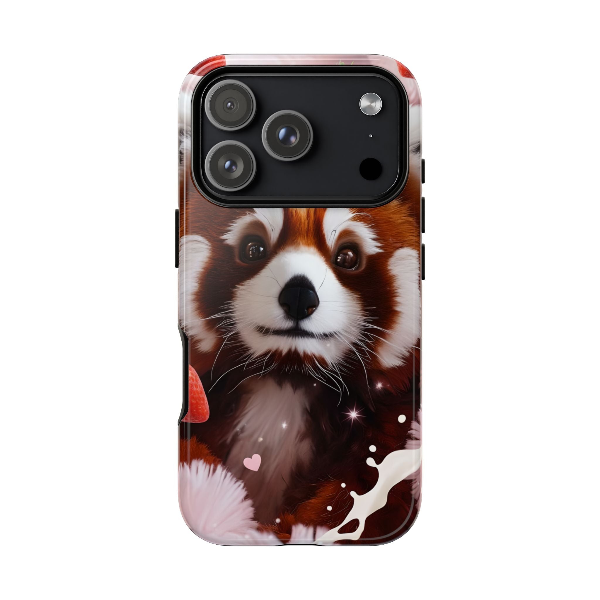 Red Panda with Strawberries Tough Phone Case — Cute Protective Phone Case