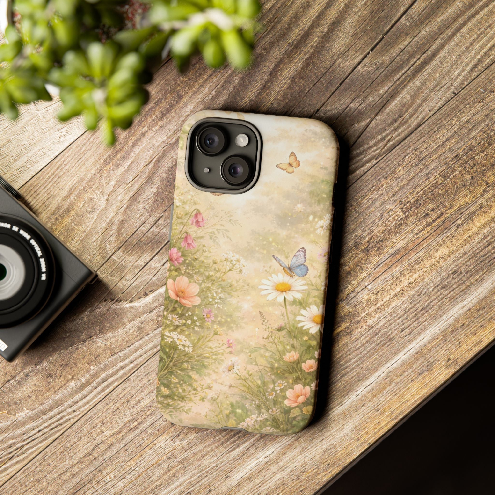 Cottagecore Wildflower Butterfly Phone Case – Vintage Floral Nature Aesthetic iPhone Case, Dreamy Woodland Flower Phone Cover