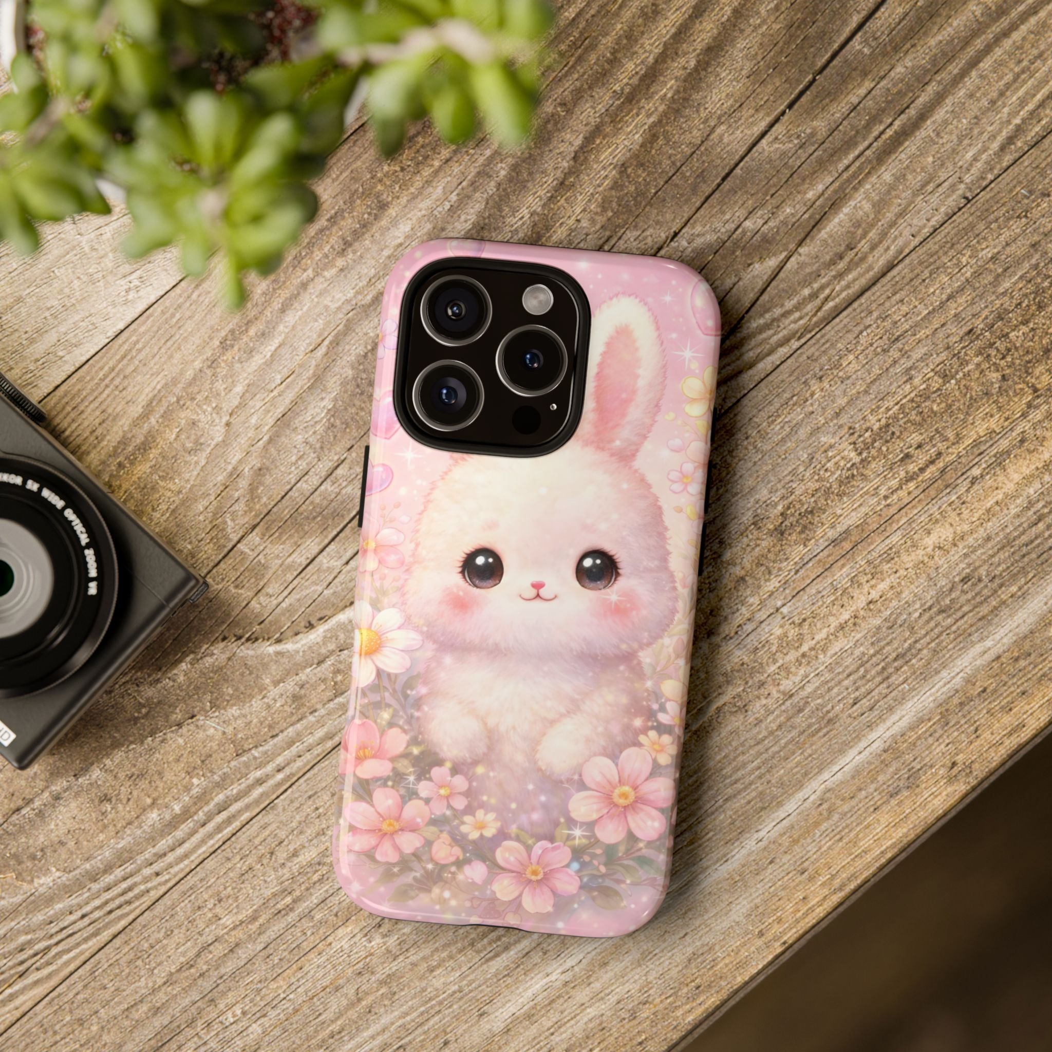 Kawaii Bunny Phone Case – Cute Pastel Bunny Floral Aesthetic iPhone Case, Adorable Kawaii Animal Phone Cover.
