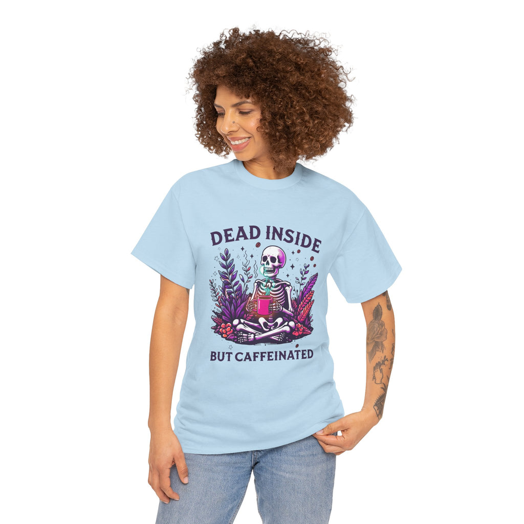 Dead Inside But Caffeinated T-Shirt – Funny Skeleton Coffee Tee
