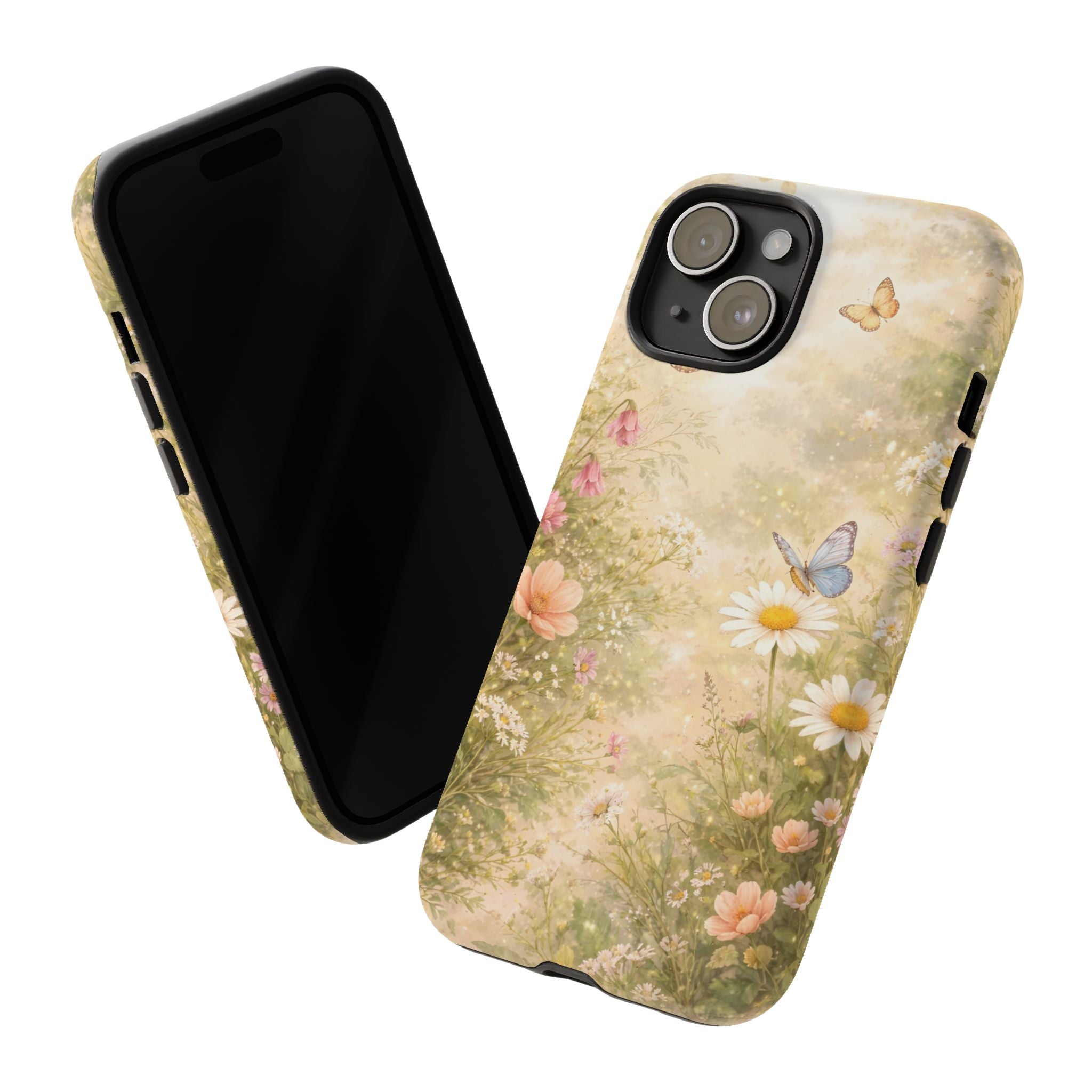 Cottagecore Wildflower Butterfly Phone Case – Vintage Floral Nature Aesthetic iPhone Case, Dreamy Woodland Flower Phone Cover