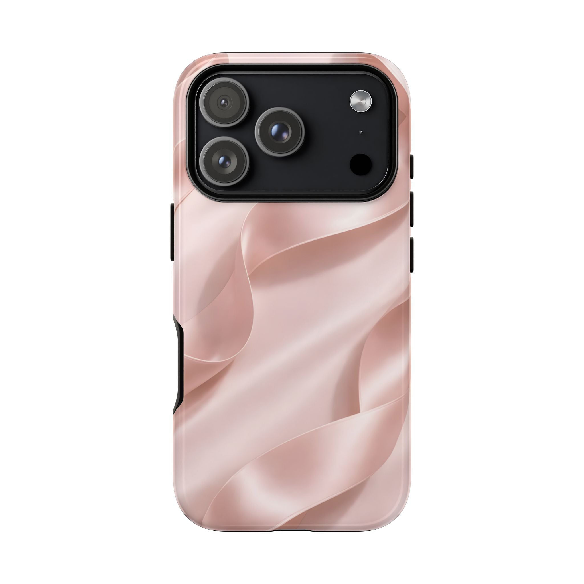 Blush Pink Satin Ribbon Phone Case – Elegant Coquette Aesthetic Luxury iPhone Case, Feminine Designer Bow Phone Cover