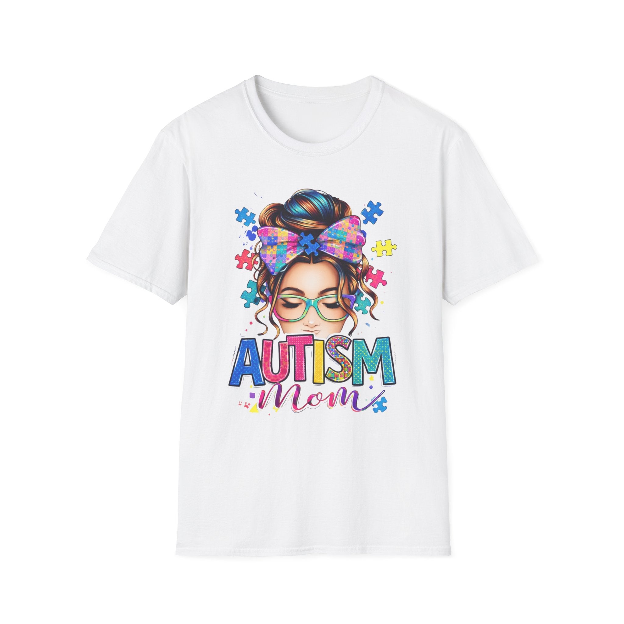Autism Mom T-Shirt — Colorful Puzzle Heart Design for Proud Moms