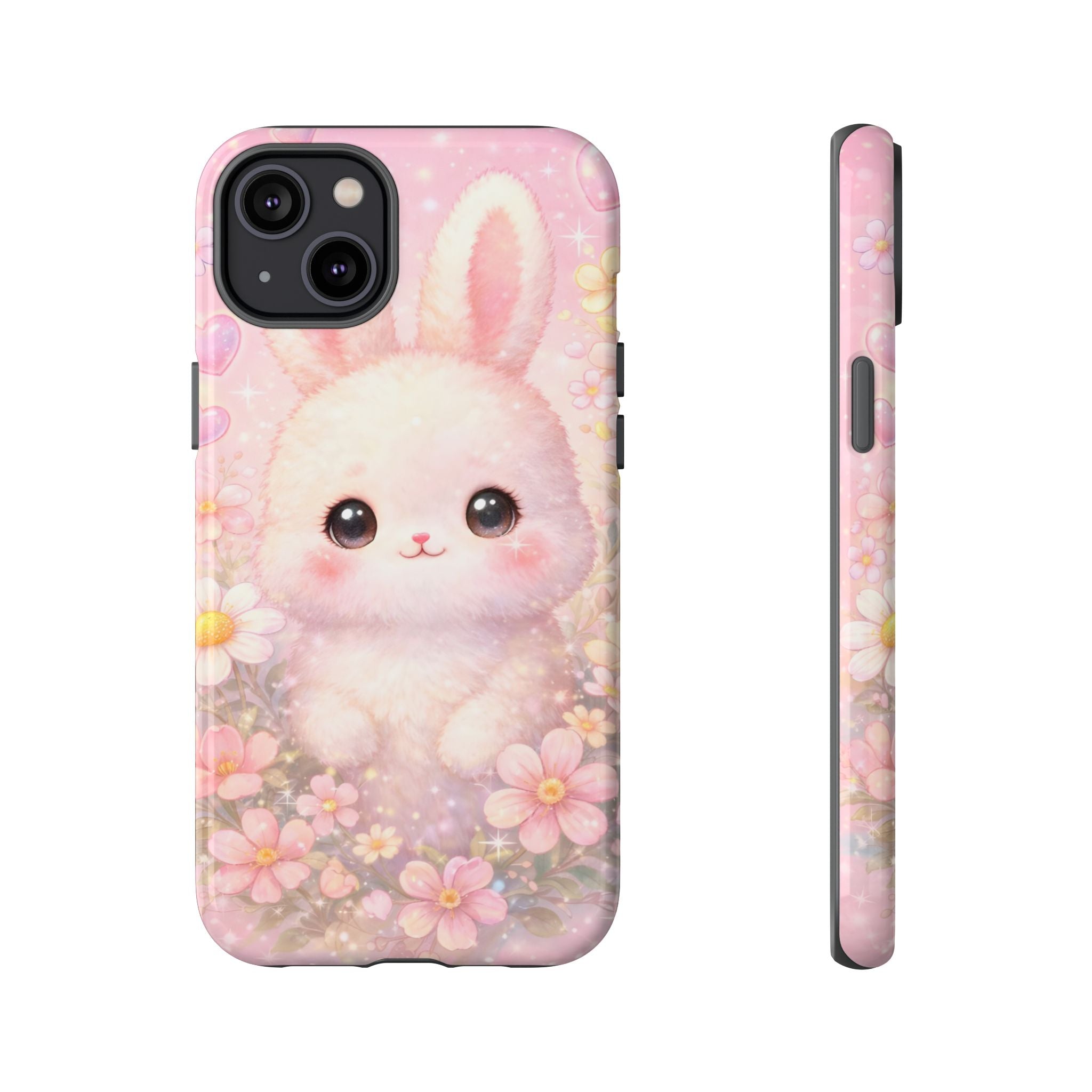 Kawaii Bunny Phone Case – Cute Pastel Bunny Floral Aesthetic iPhone Case, Adorable Kawaii Animal Phone Cover.