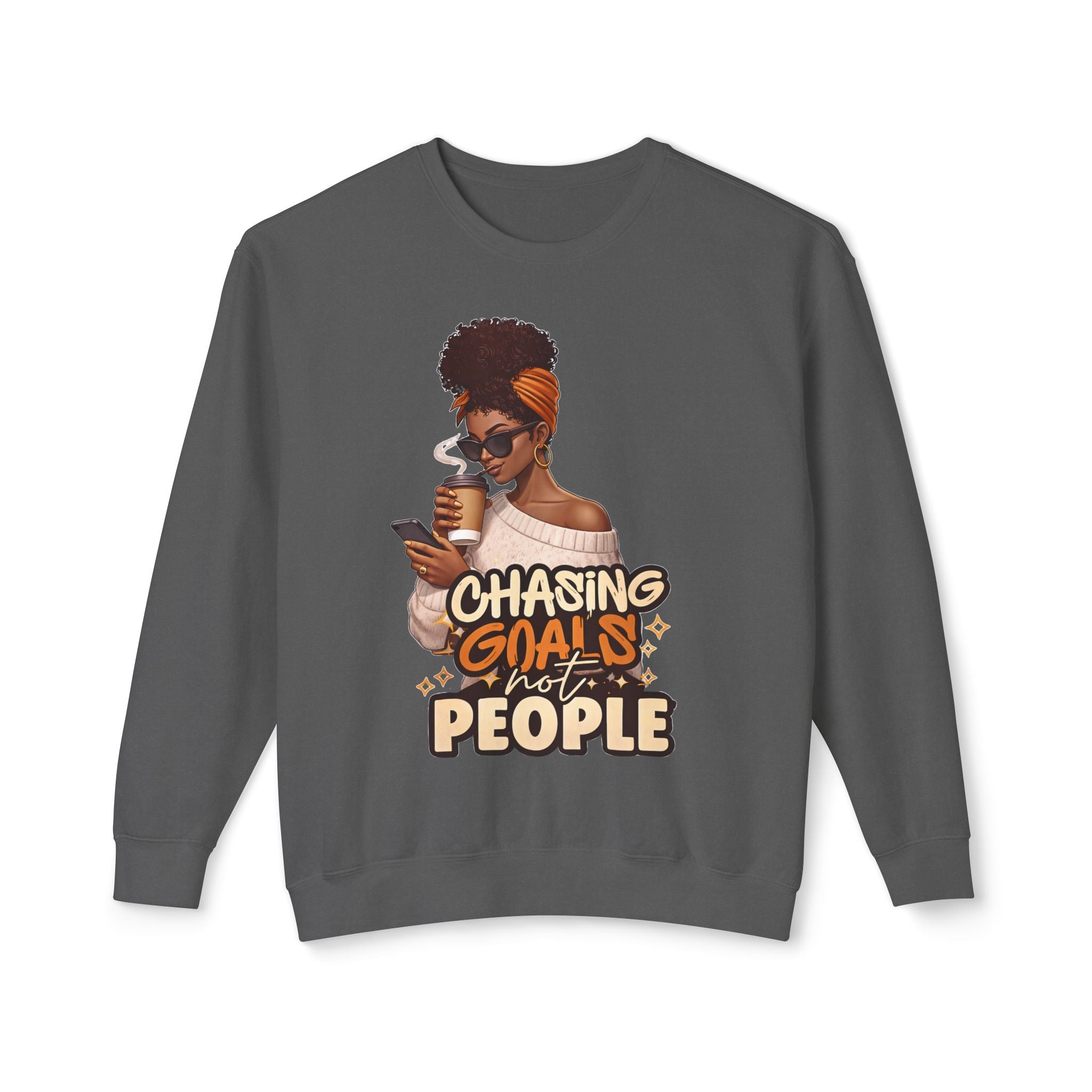 Chasing Goals Not People Hoodie – Motivational Aesthetic Black Woman Graphic Hoodie, Cozy Neutral Streetwear, Empowered Women Sweatshirt