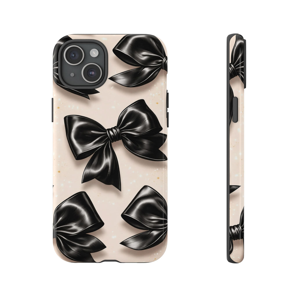 Black Bow Phone Case, Coquette Aesthetic iPhone & Samsung Case, Cute Girly Luxury Bow Cover, Feminine Minimalist Phone Case