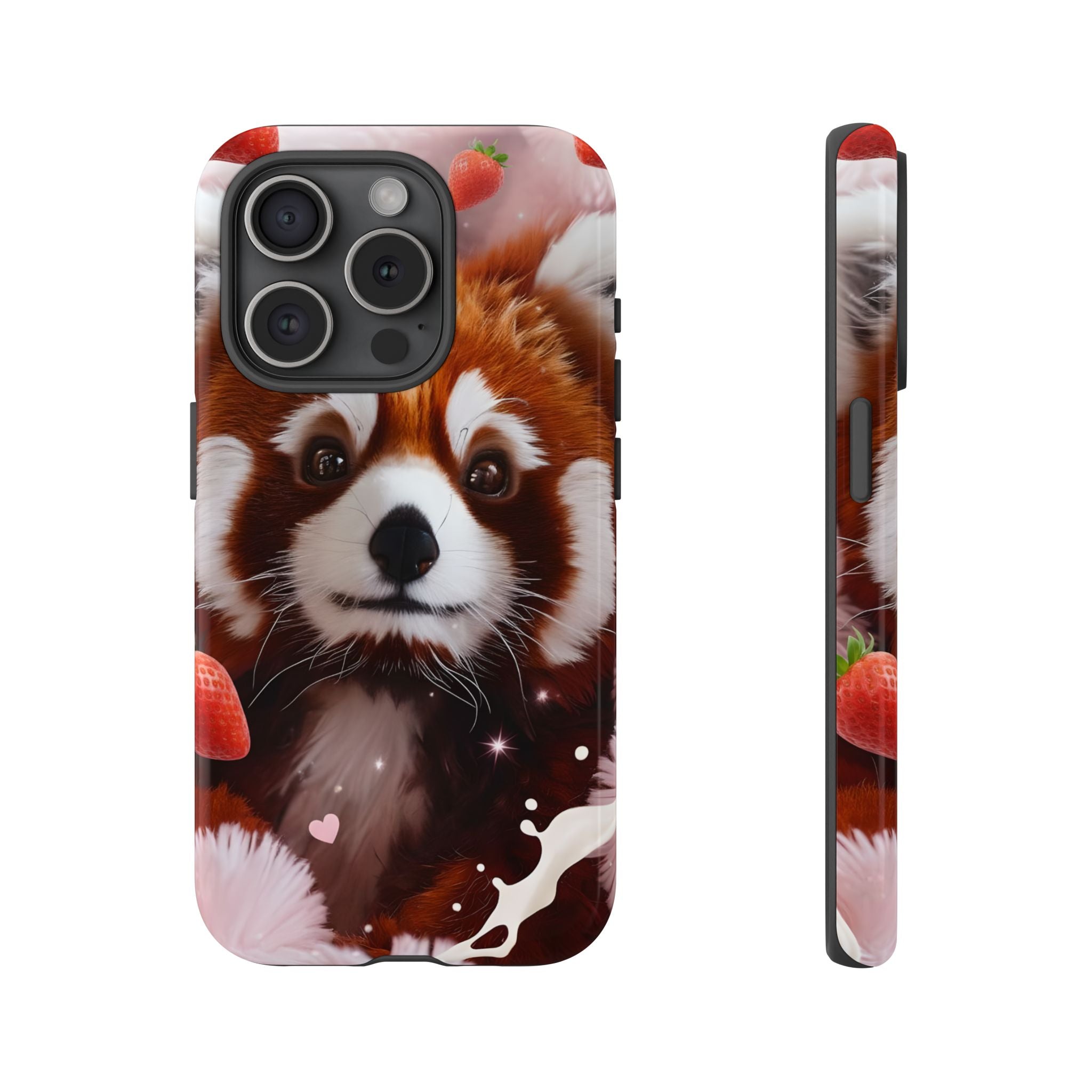 Red Panda with Strawberries Tough Phone Case — Cute Protective Phone Case