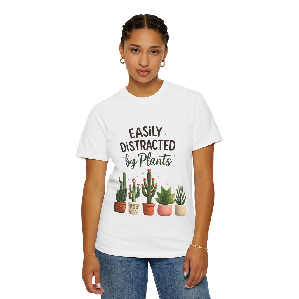 Easily Distracted By Plants Shirt, Plant Lover T-Shirt, Funny Plant Mom Tee, Botanical Lover Gift, Succulent Cactus Shirt, Unisex Graphic Tee