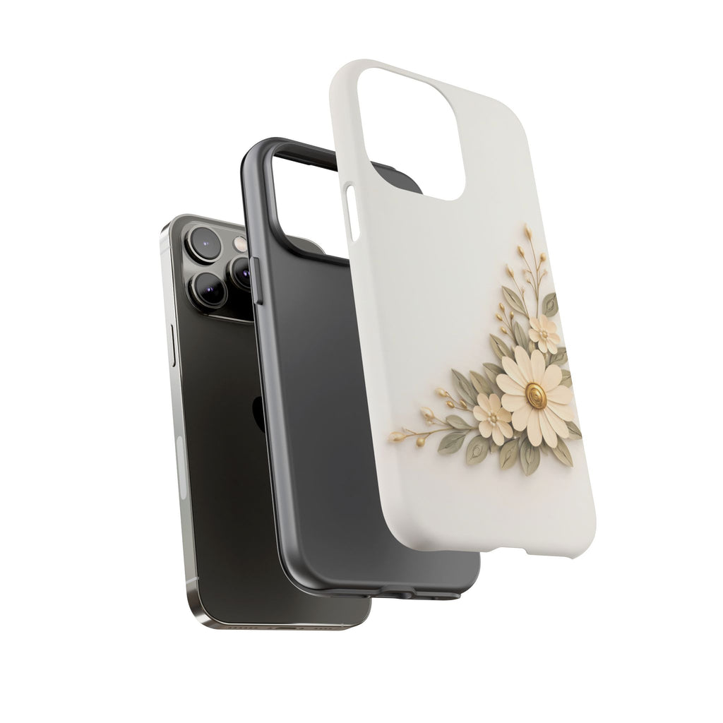 Floral Daisies Tough Case — Protective Phone Case with Cream Vintage Flower Design