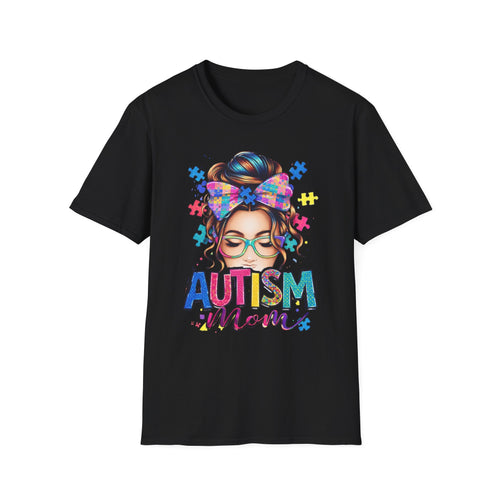 Autism Mom T-Shirt — Colorful Puzzle Heart Design for Proud Moms