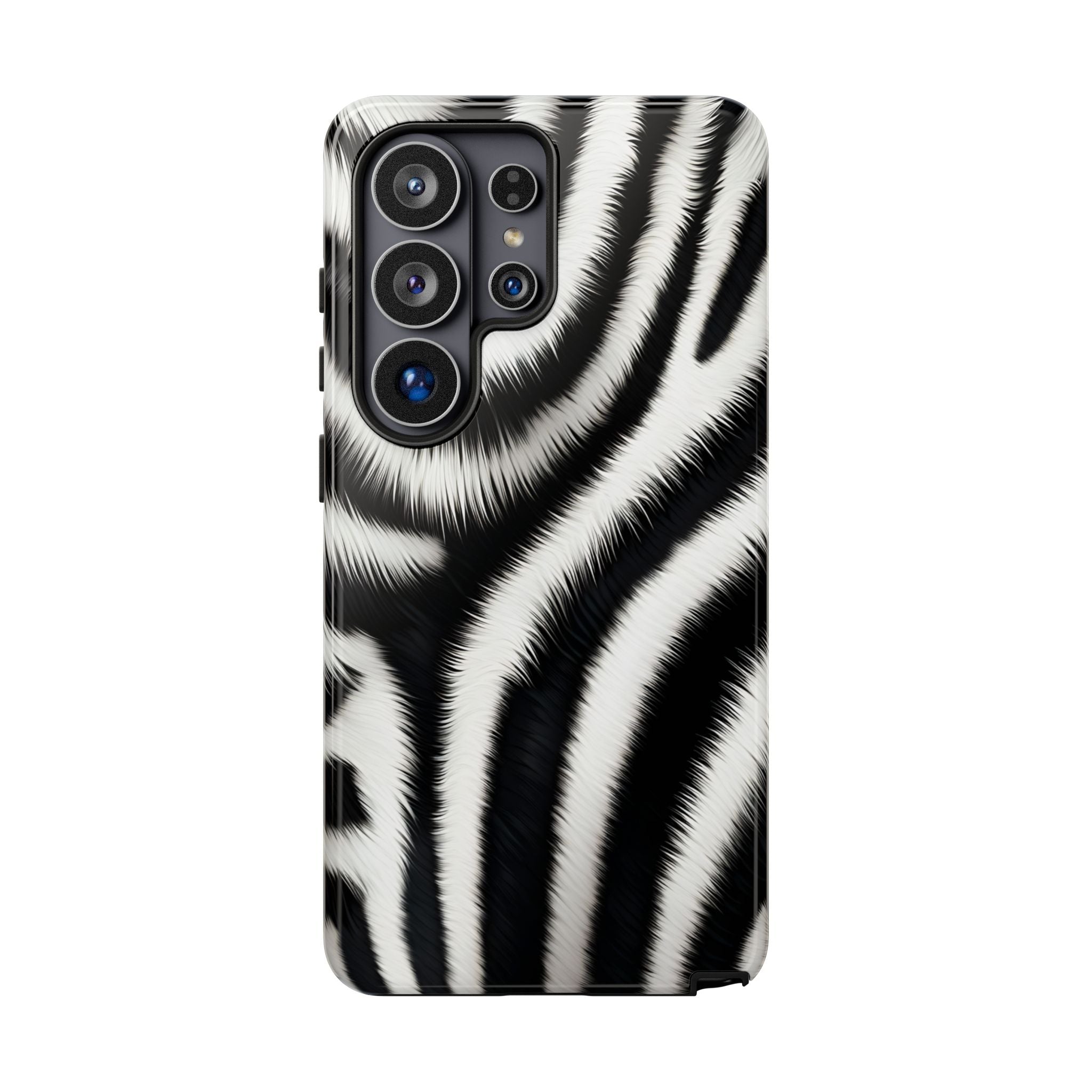 Zebra Print Tough Phone Case — Black & White Animal Pattern Protective Cover