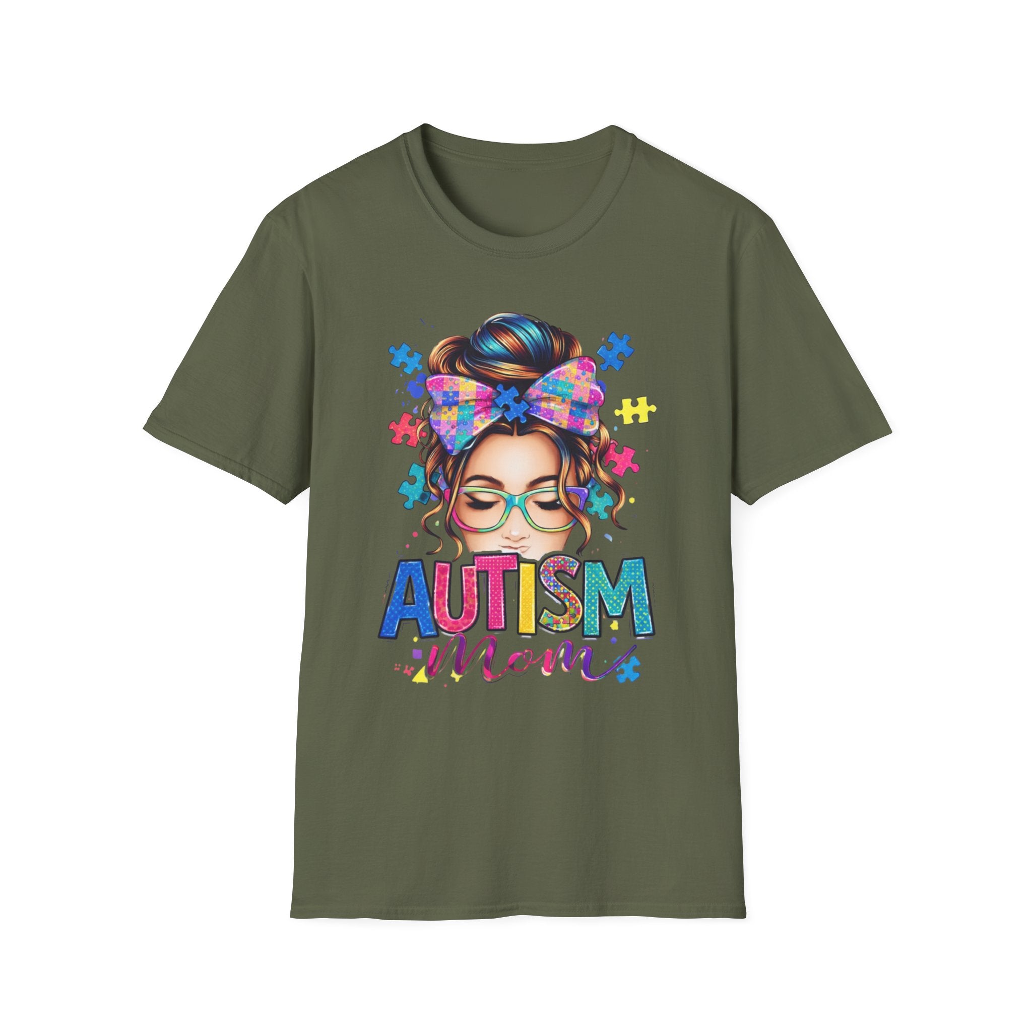 Autism Mom T-Shirt — Colorful Puzzle Heart Design for Proud Moms