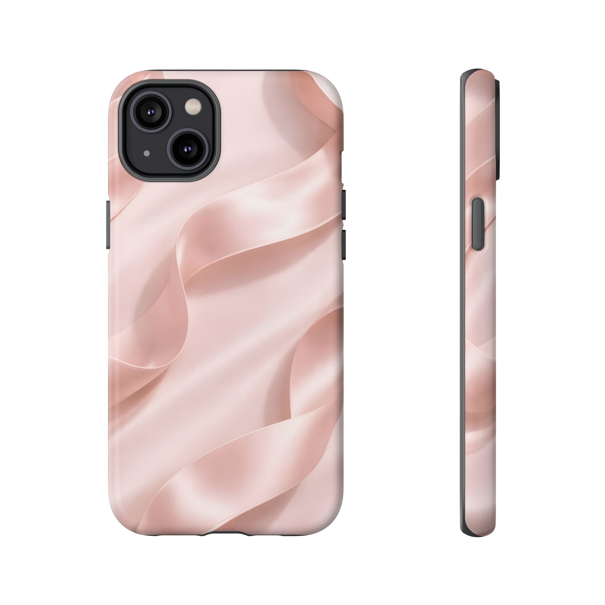 Blush Pink Satin Ribbon Phone Case – Elegant Coquette Aesthetic Luxury iPhone Case, Feminine Designer Bow Phone Cover