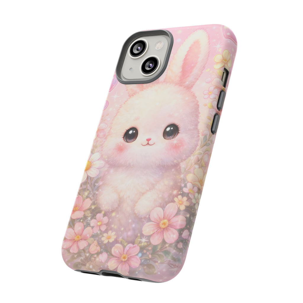 Kawaii Bunny Phone Case – Cute Pastel Bunny Floral Aesthetic iPhone Case, Adorable Kawaii Animal Phone Cover.