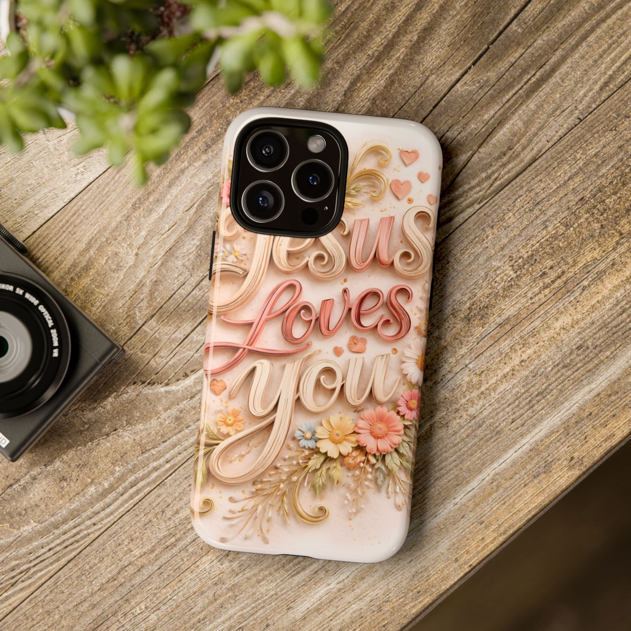 Phone Case — "Jesus Loves You" Floral Pastel Protective Cover