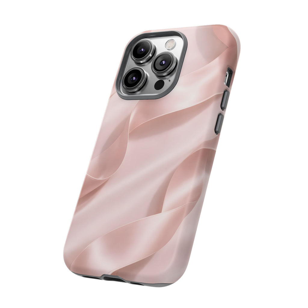 Blush Pink Satin Ribbon Phone Case – Elegant Coquette Aesthetic Luxury iPhone Case, Feminine Designer Bow Phone Cover