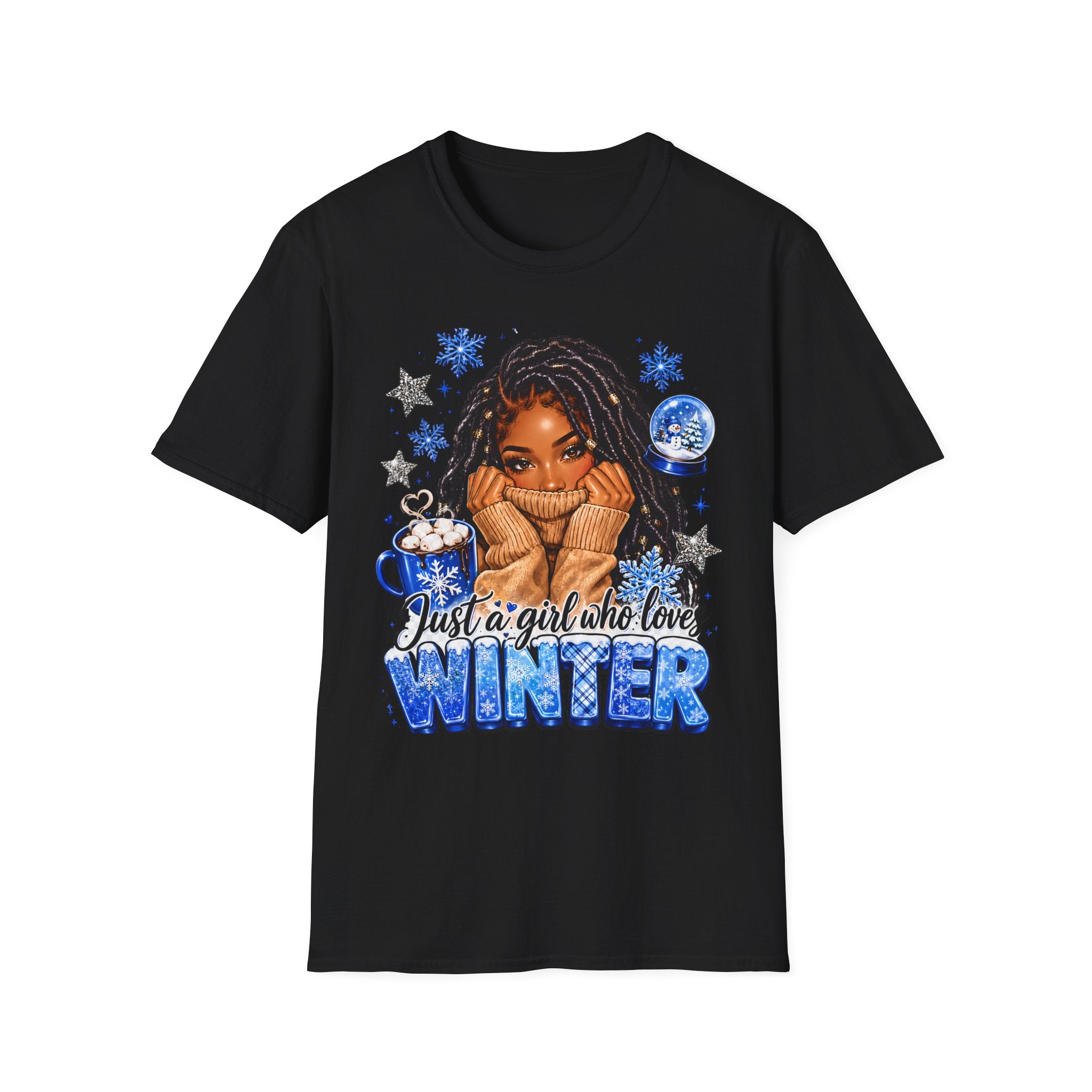 Just a Girl Who Loves Winter Shirt, Cozy Winter Graphic Tee, Snowflake Hot Cocoa Shirt, Winter Lover T-Shirt, Cute Christmas Winter Tee