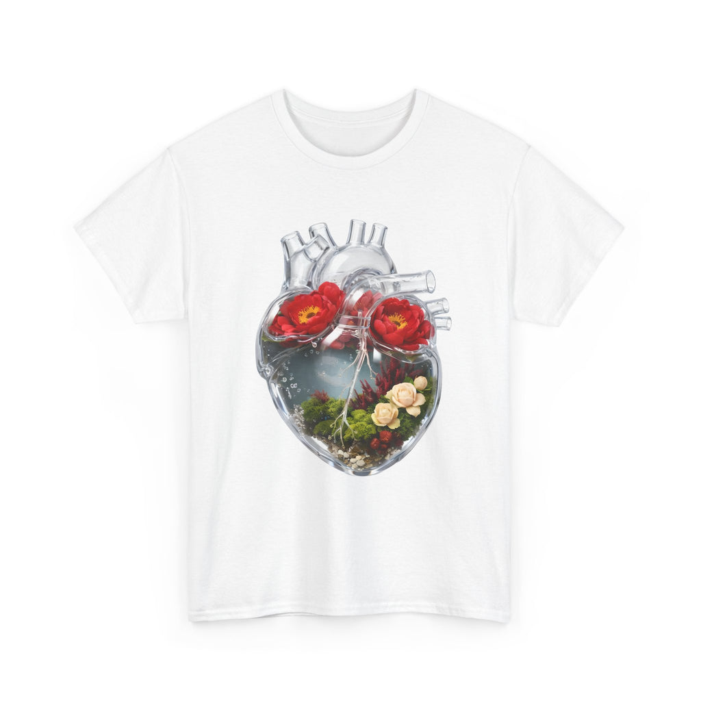 Floral Anatomical Heart T-Shirt — Botanical Heart Illustration Tee
