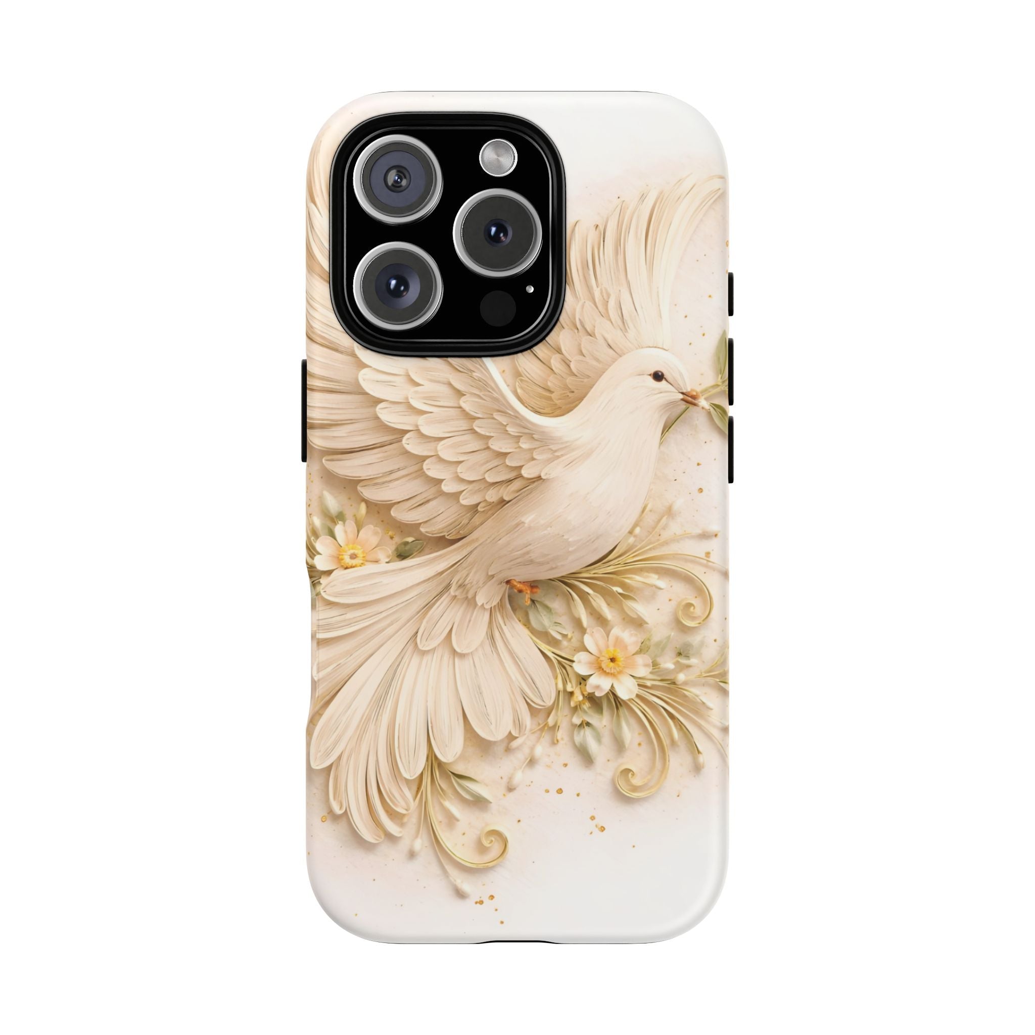 Dove Protection Phone Case — Elegant White Dove Floral iPhone Cover