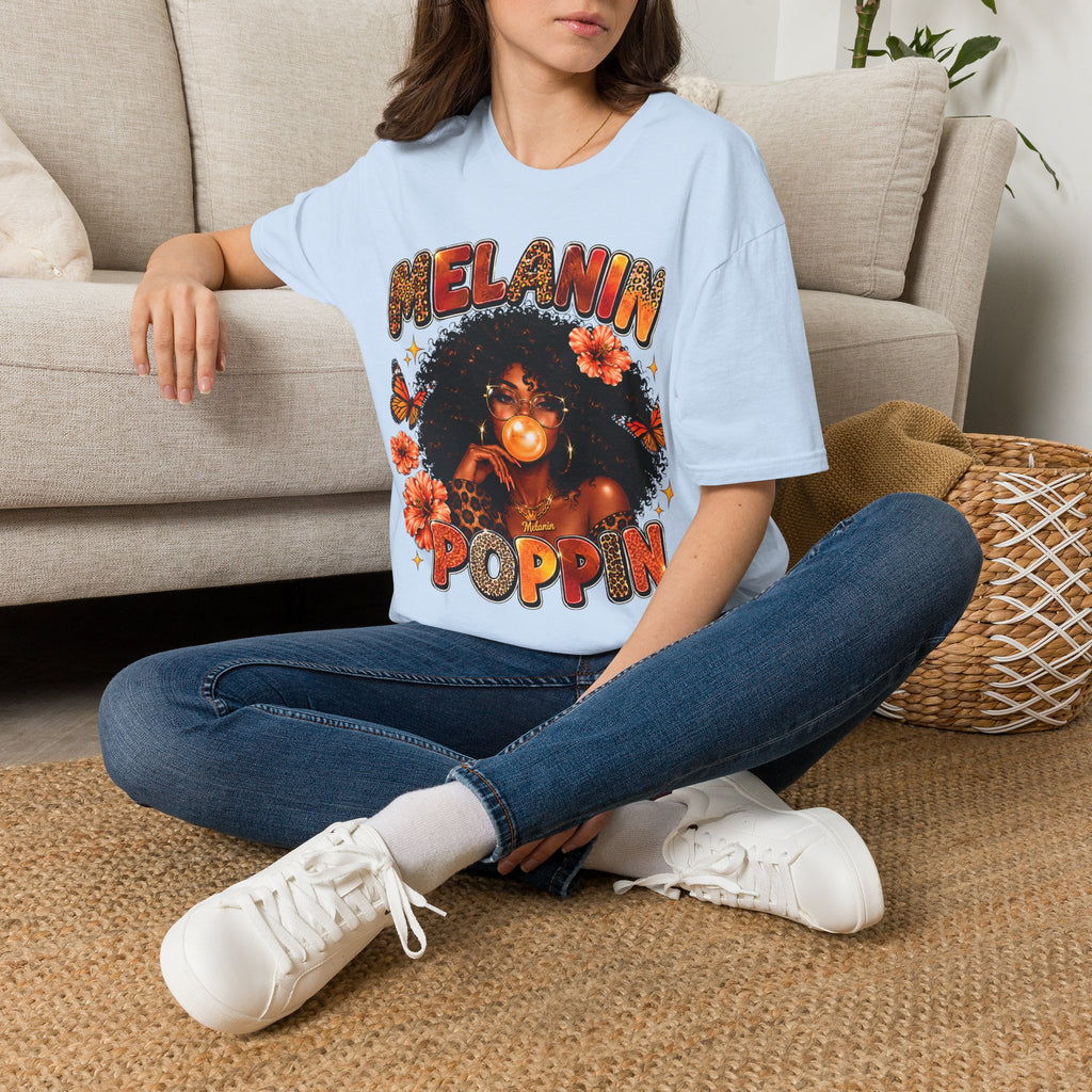 Melanin Poppin Shirt, Black Woman Afro T-Shirt, Leopard Print Melanin Tee, Empowerment Graphic Shirt, Black Girl Magic Gift