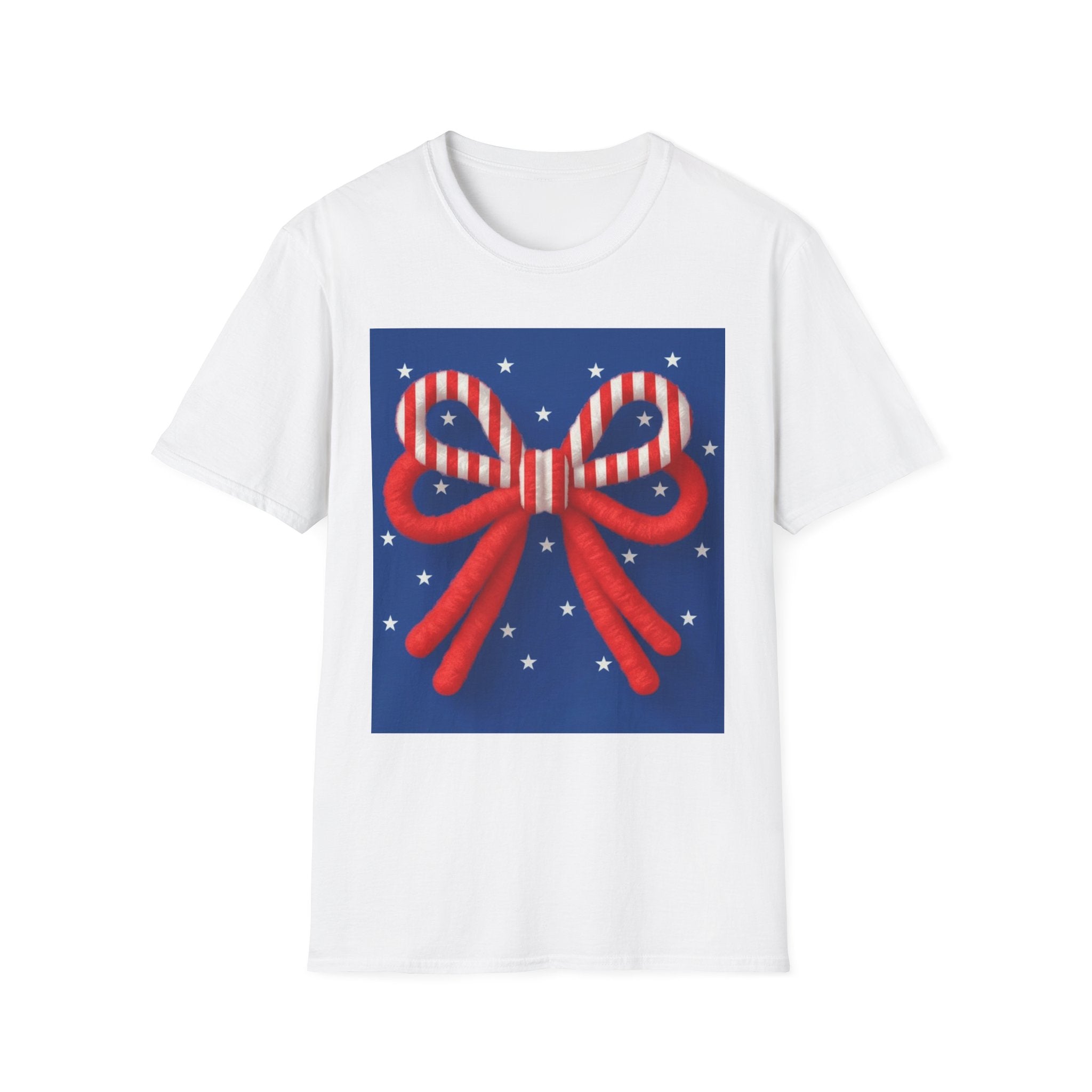 Patriotic Bow T-Shirt – Cute 4th of July Shirt for Women, American Flag Coquette Tee, Red White Blue USA Outfit