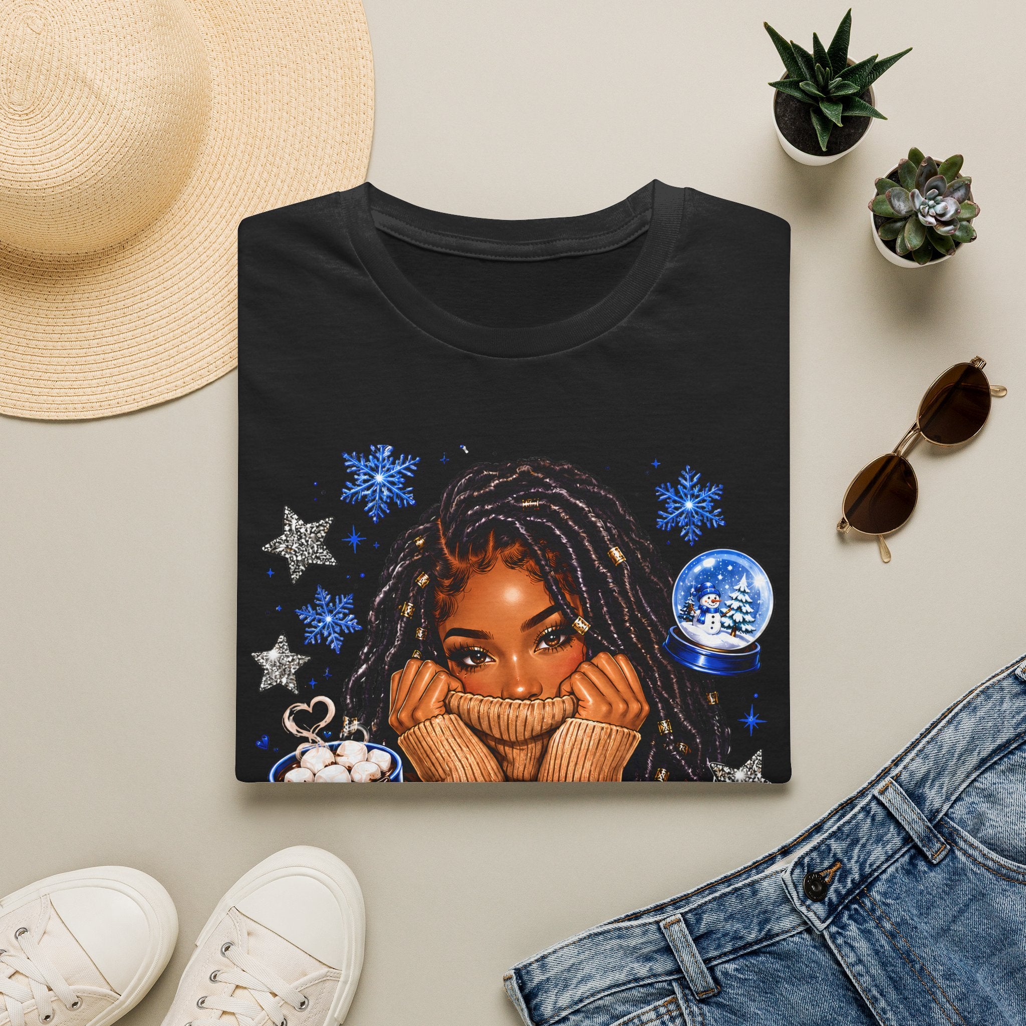 Just a Girl Who Loves Winter Shirt, Cozy Winter Graphic Tee, Snowflake Hot Cocoa Shirt, Winter Lover T-Shirt, Cute Christmas Winter Tee