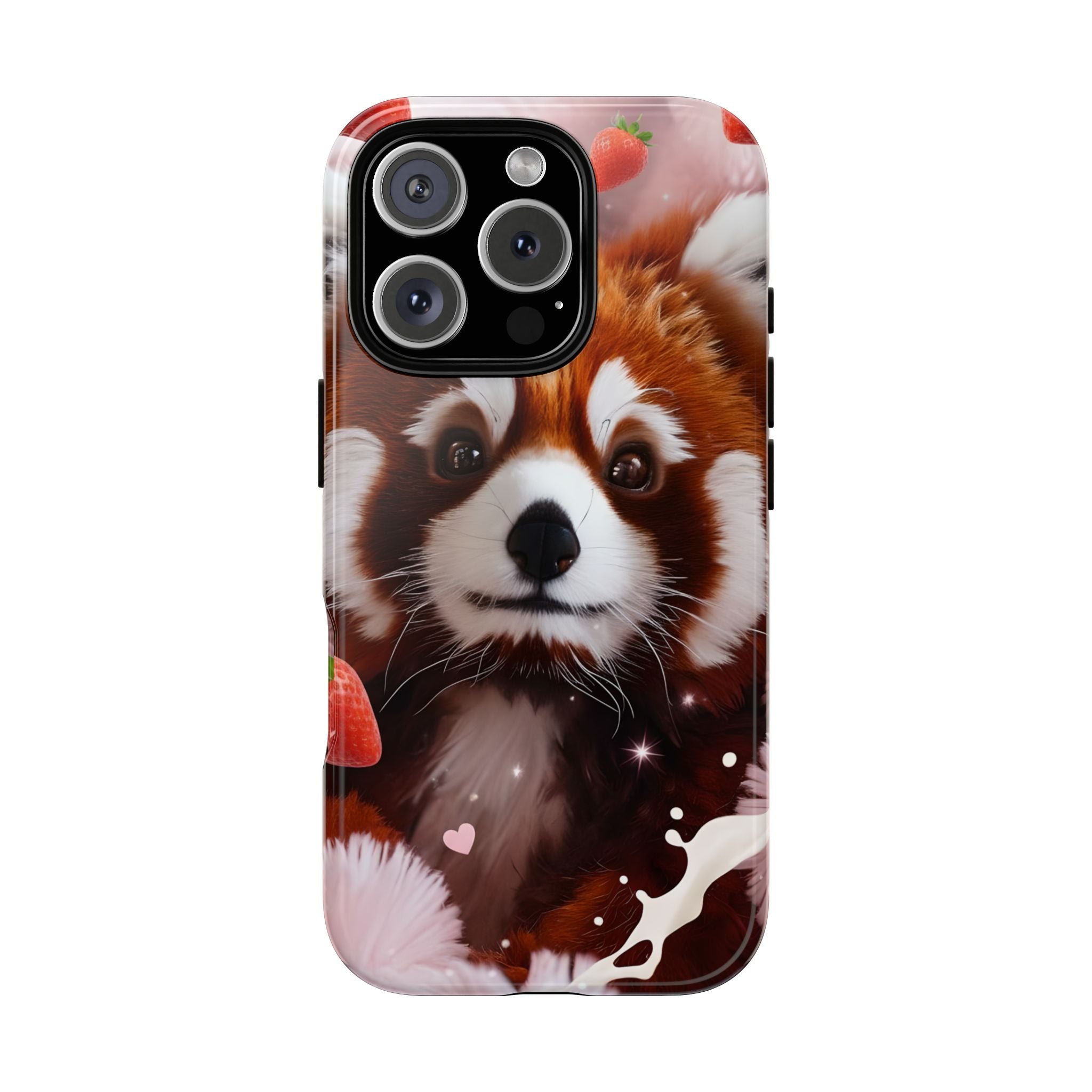 Red Panda with Strawberries Tough Phone Case — Cute Protective Phone Case