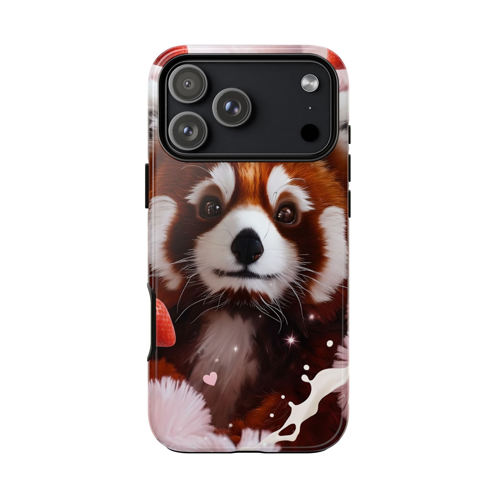 Red Panda with Strawberries Tough Phone Case — Cute Protective Phone Case